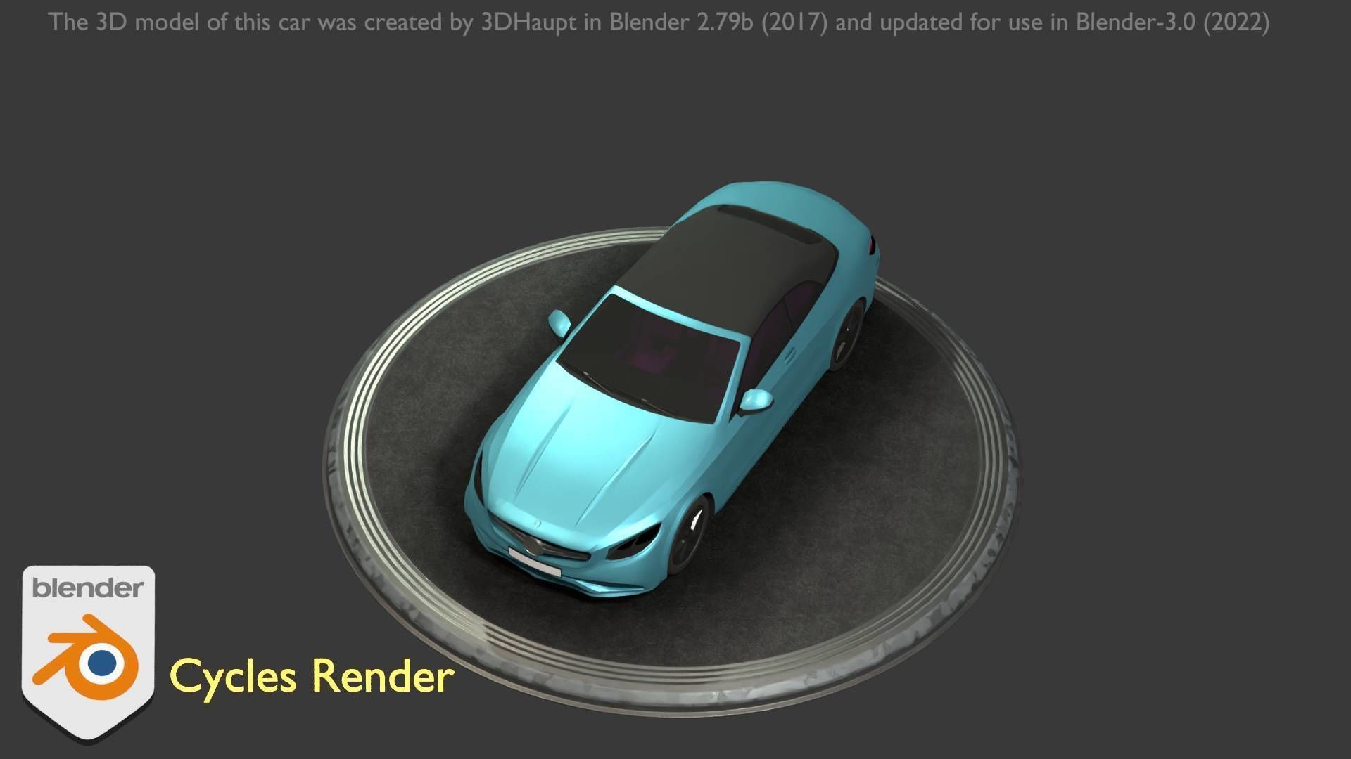 City Car 61 Upper Class Type-A Blue Low-poly 3D model_68