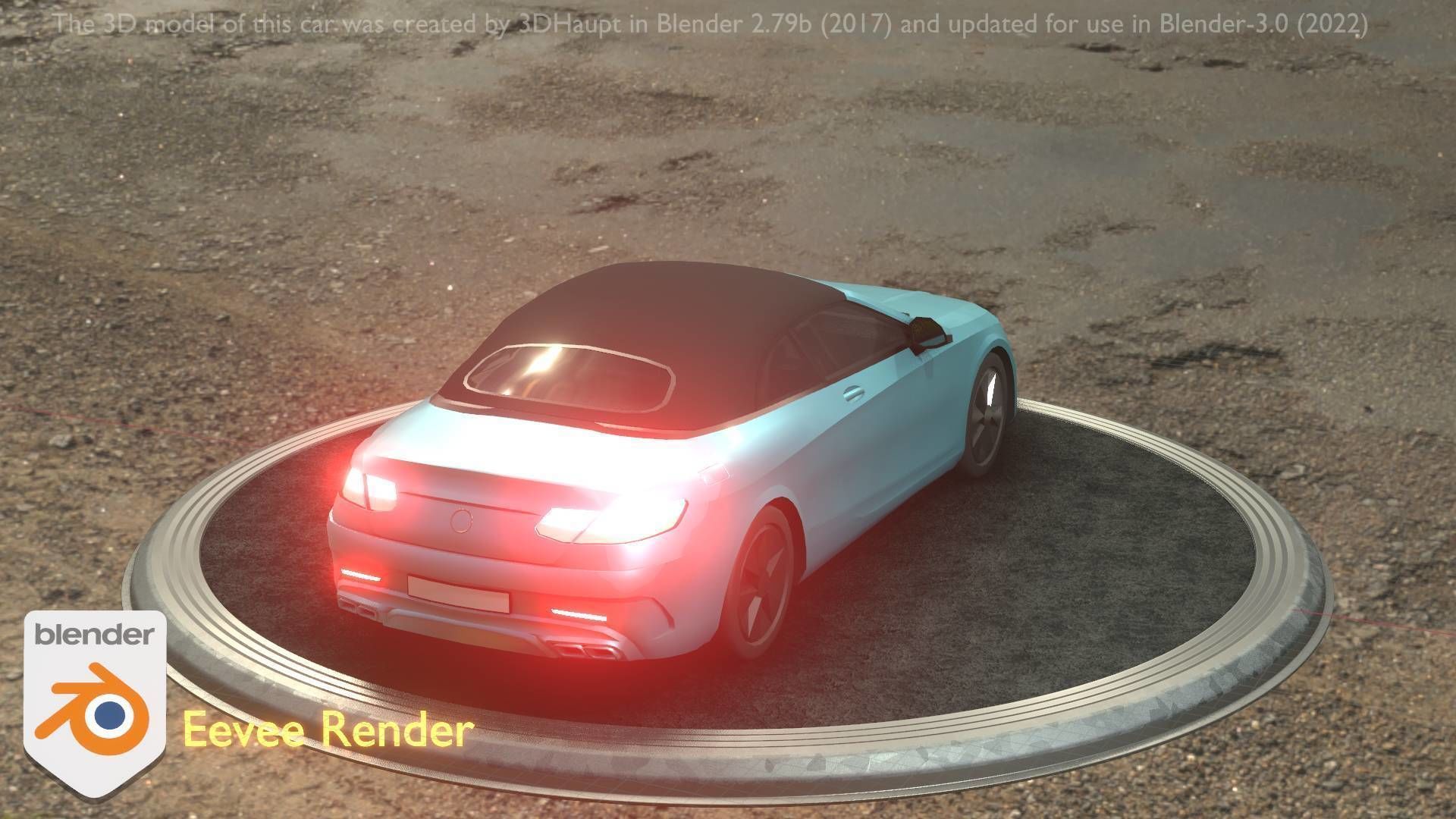 City Car 61 Upper Class Type-A Blue Low-poly 3D model_5