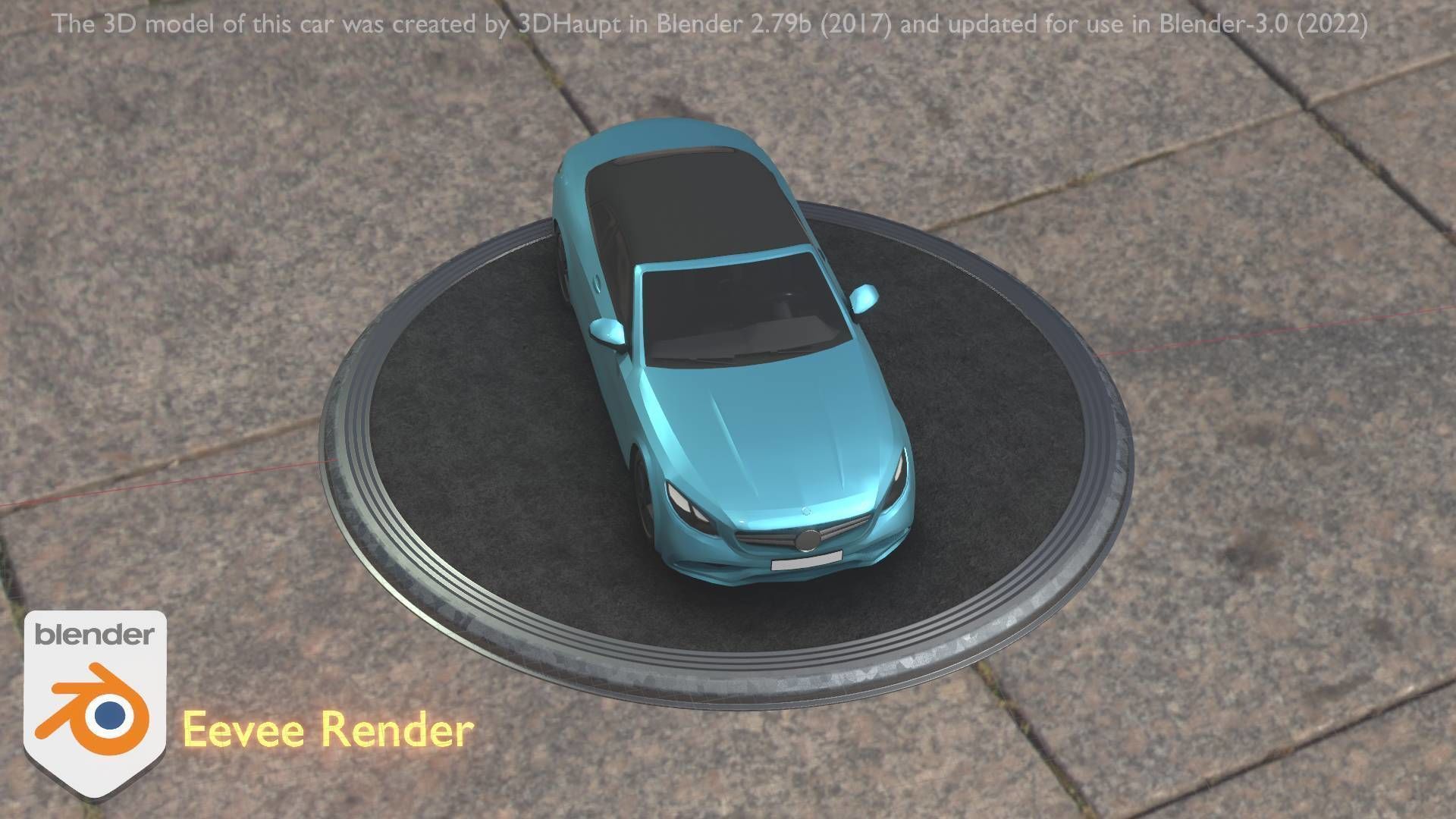 City Car 61 Upper Class Type-A Blue Low-poly 3D model_28