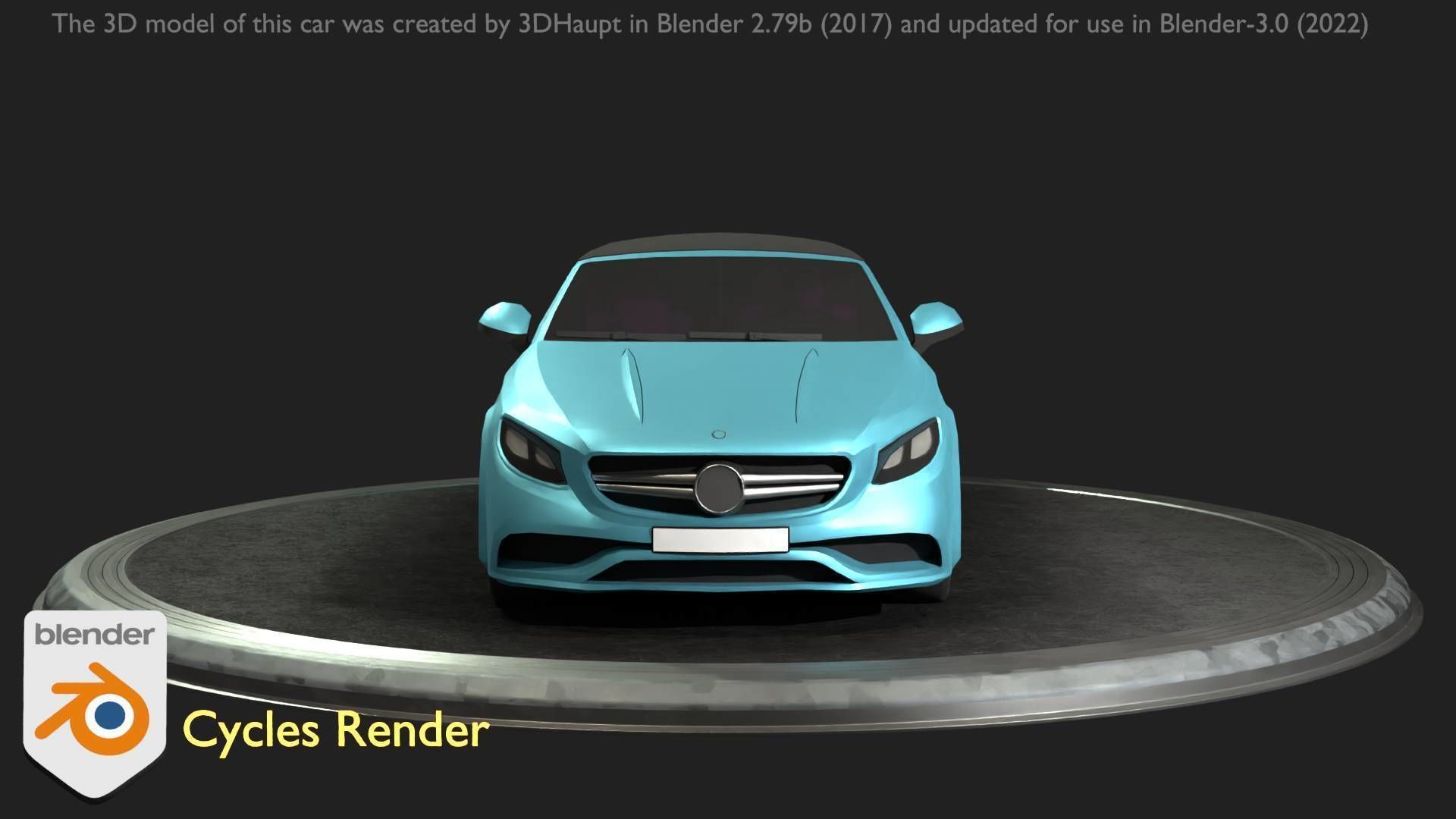 City Car 61 Upper Class Type-A Blue Low-poly 3D model_58