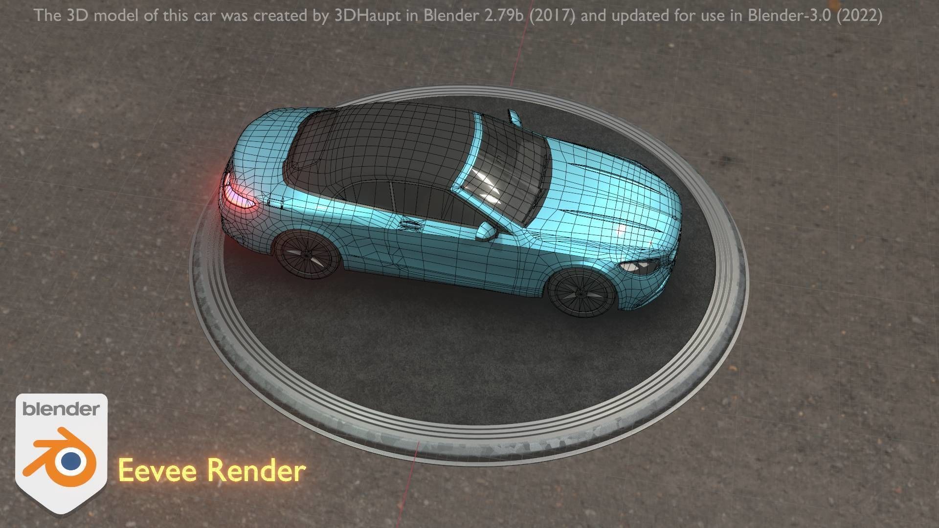 City Car 61 Upper Class Type-A Blue Low-poly 3D model_62