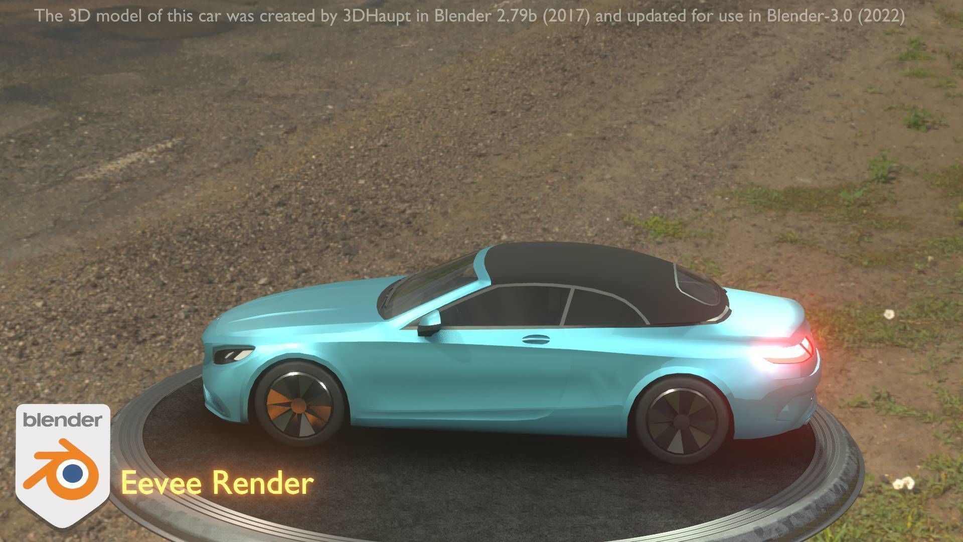 City Car 61 Upper Class Type-A Blue Low-poly 3D model_18