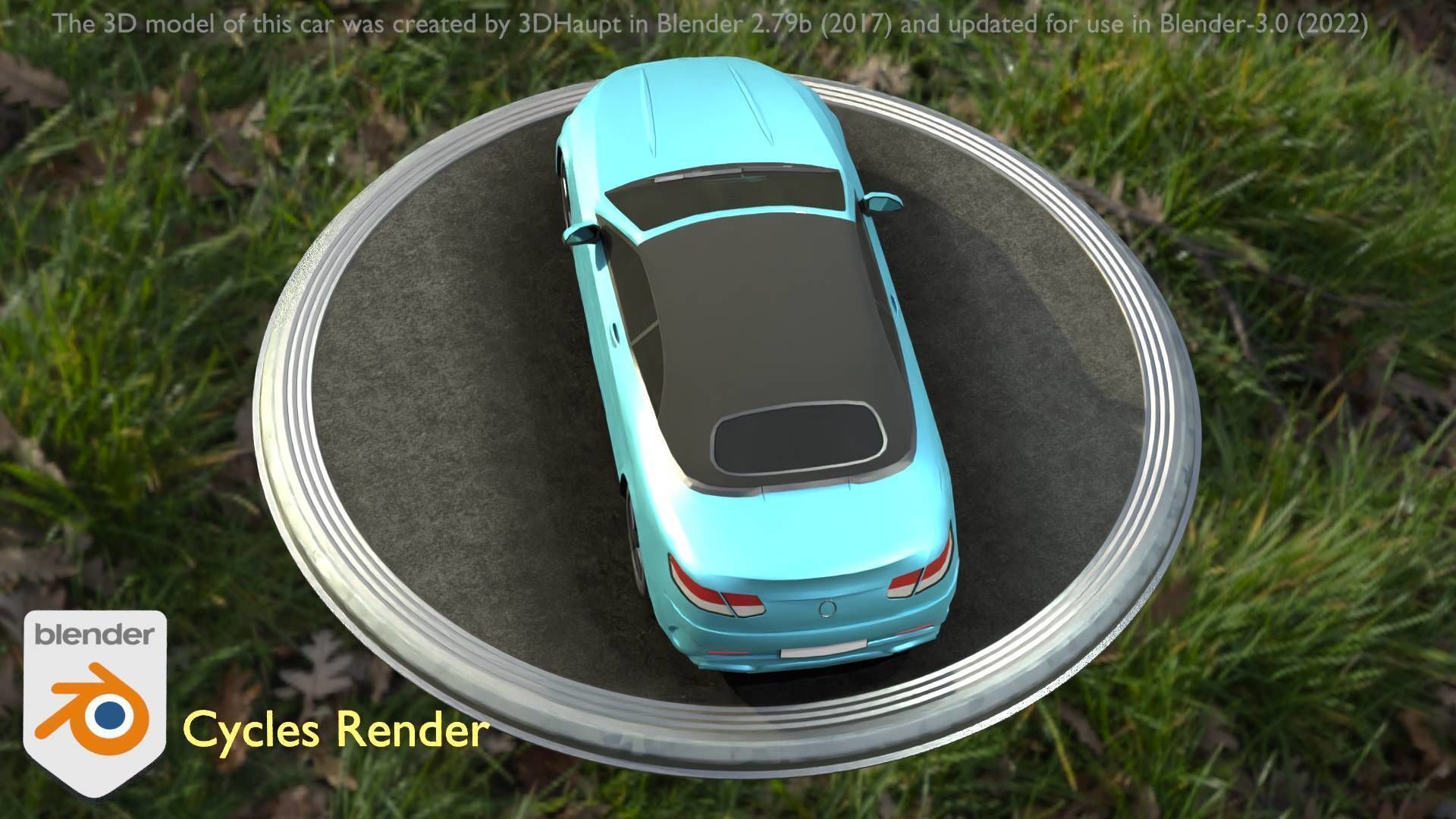 City Car 61 Upper Class Type-A Blue Low-poly 3D model_15