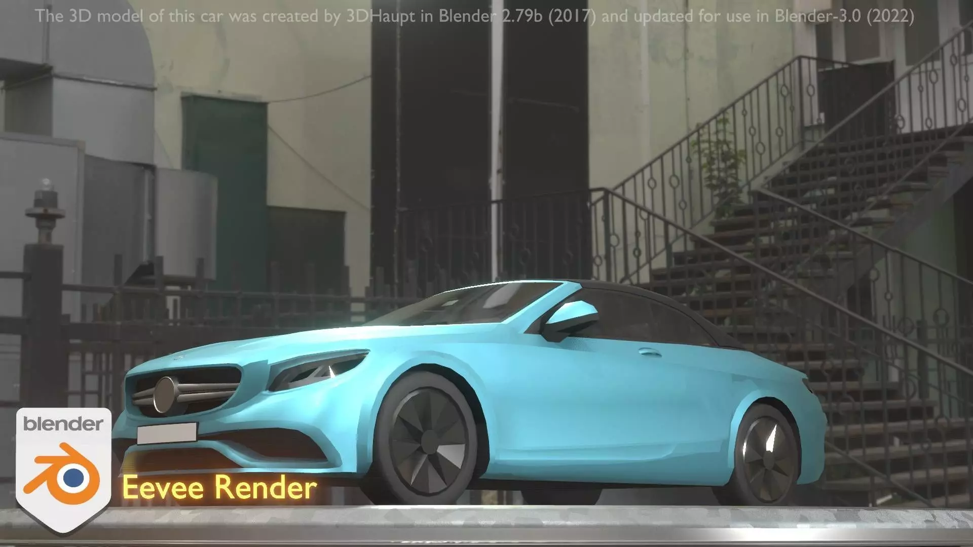 City Car 61 Upper Class Type-A Blue Low-poly 3D model_0