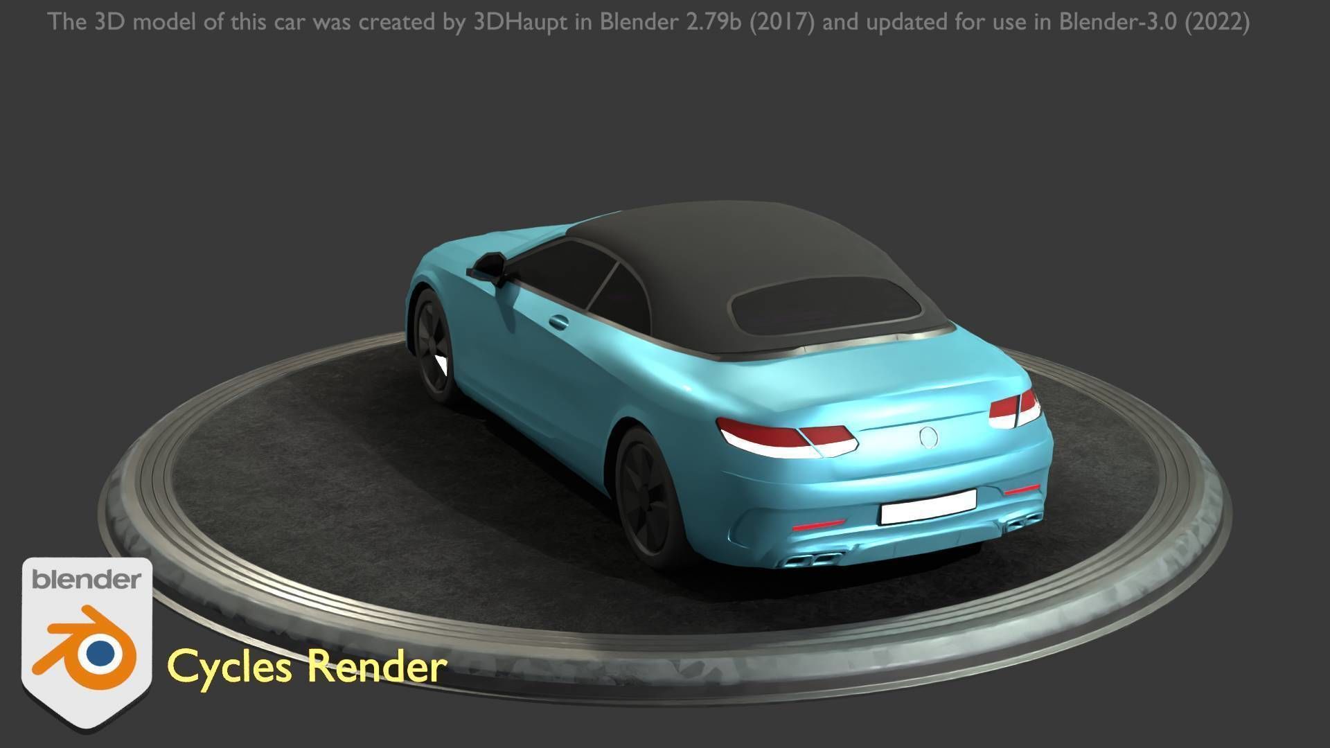 City Car 61 Upper Class Type-A Blue Low-poly 3D model_82