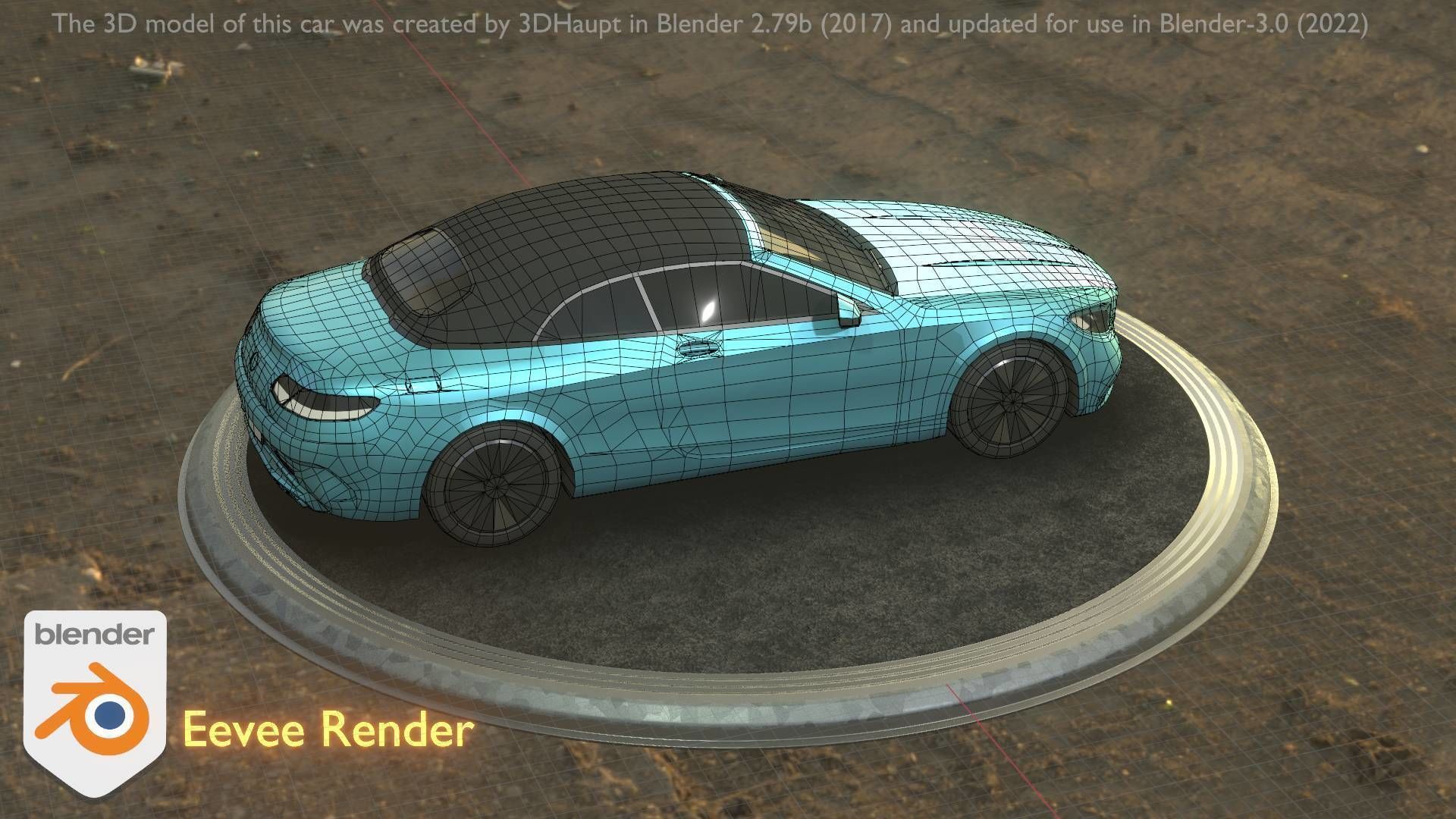 City Car 61 Upper Class Type-A Blue Low-poly 3D model_41