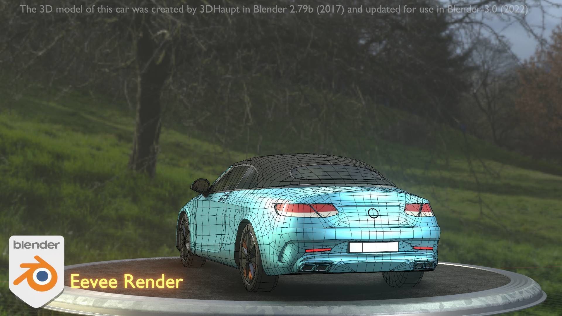 City Car 61 Upper Class Type-A Blue Low-poly 3D model_37