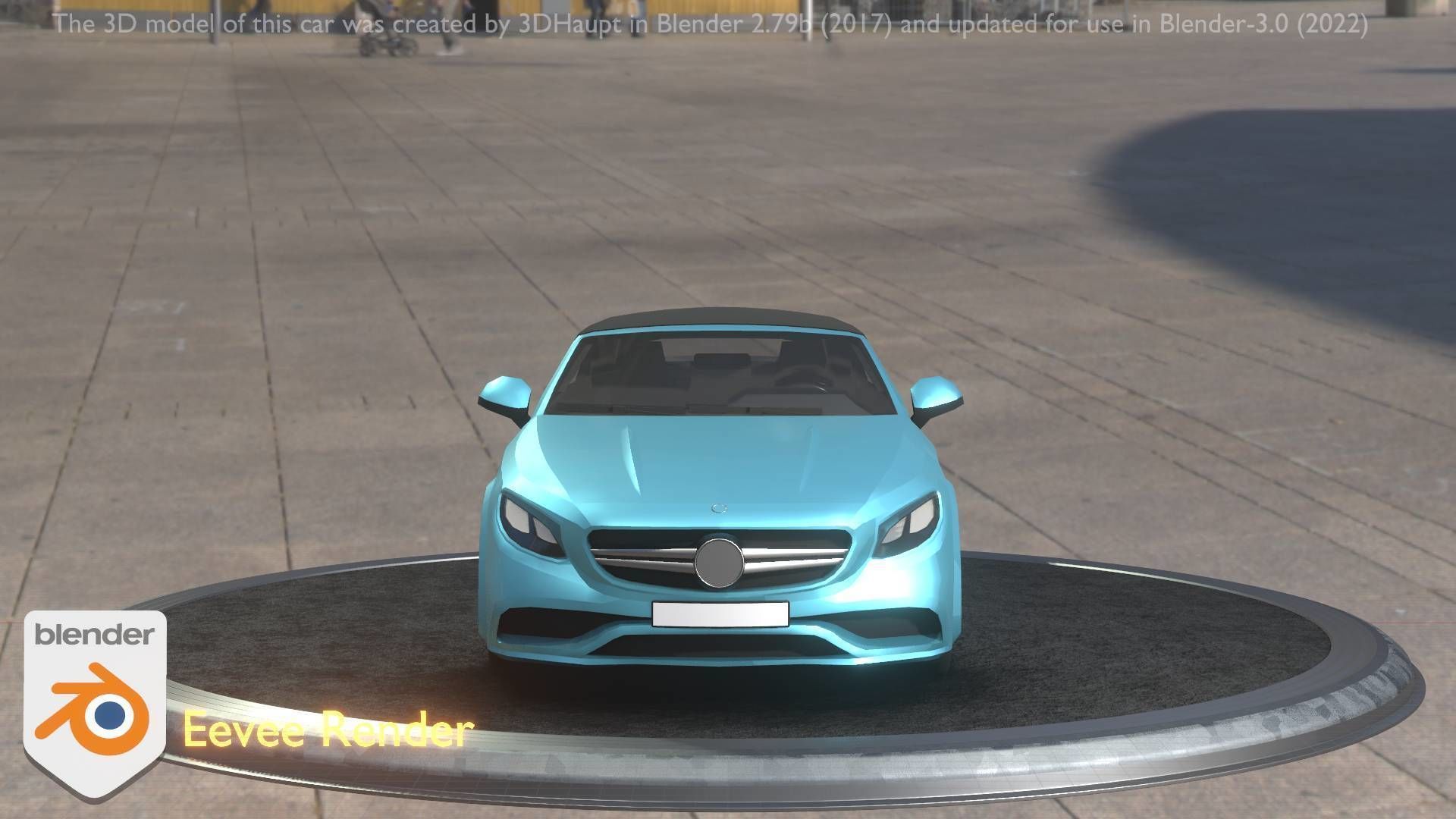 City Car 61 Upper Class Type-A Blue Low-poly 3D model_96