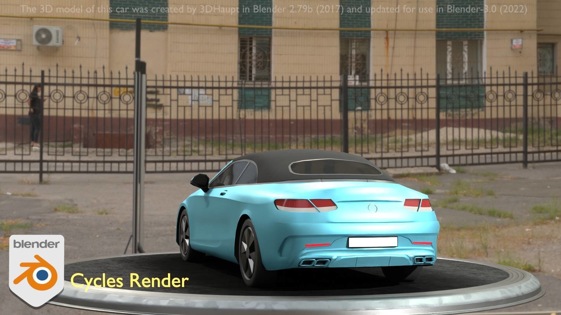 City Car 61 Upper Class Type-A Blue Low-poly 3D model_76