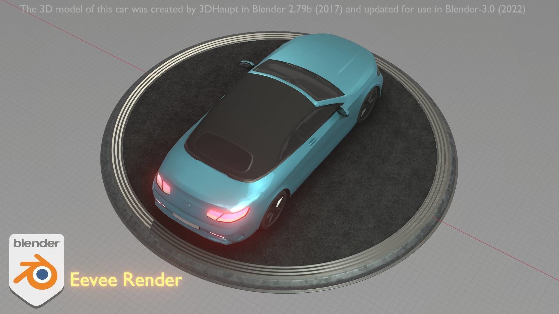 City Car 61 Upper Class Type-A Blue Low-poly 3D model_25