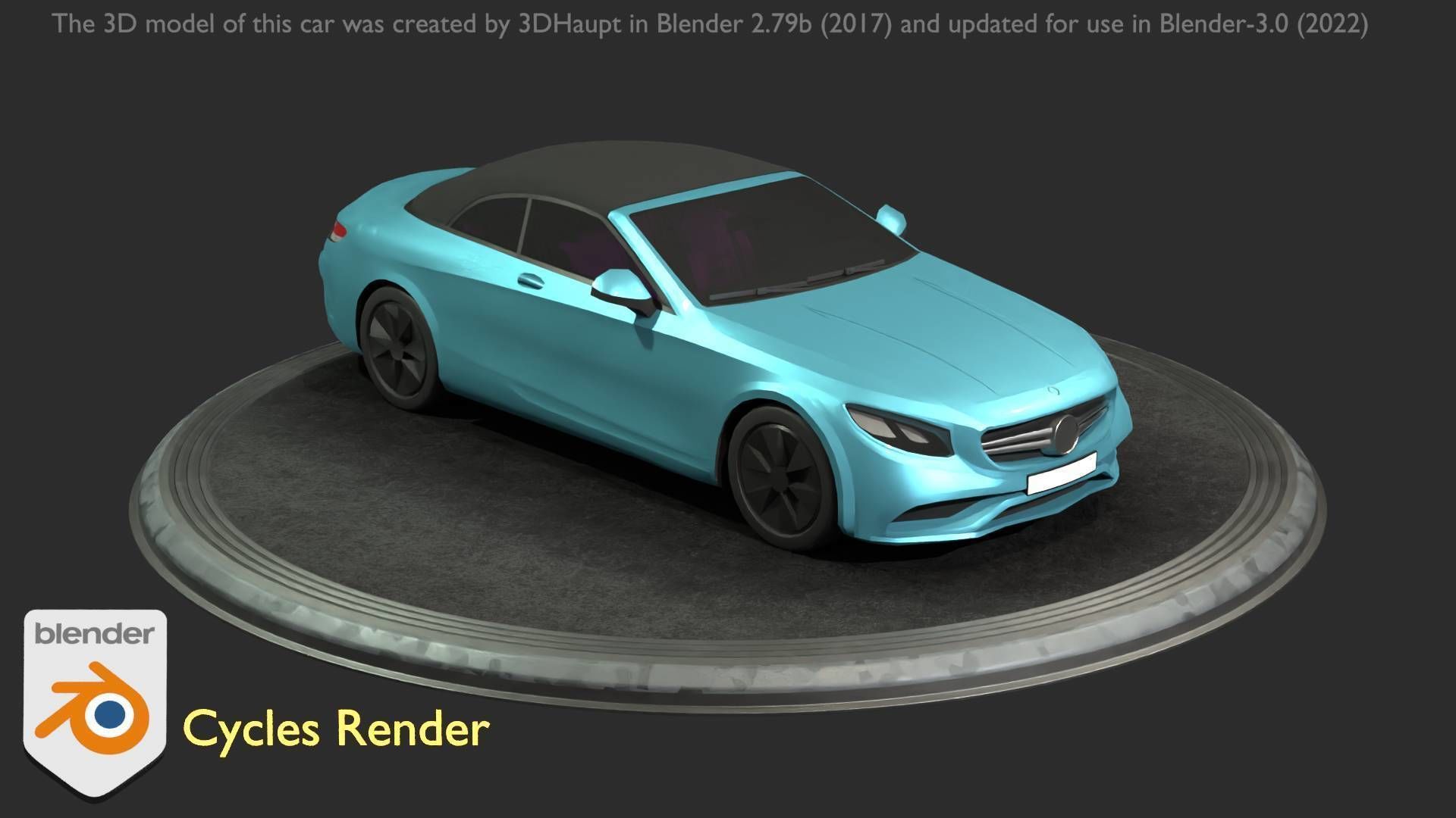 City Car 61 Upper Class Type-A Blue Low-poly 3D model_43