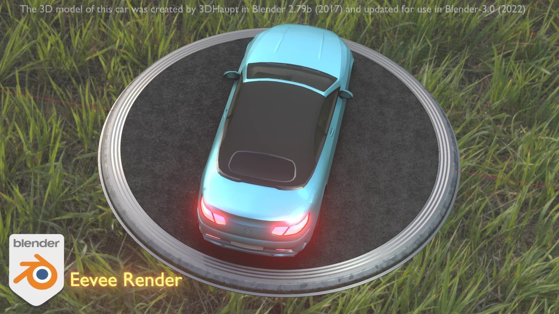 City Car 61 Upper Class Type-A Blue Low-poly 3D model_61