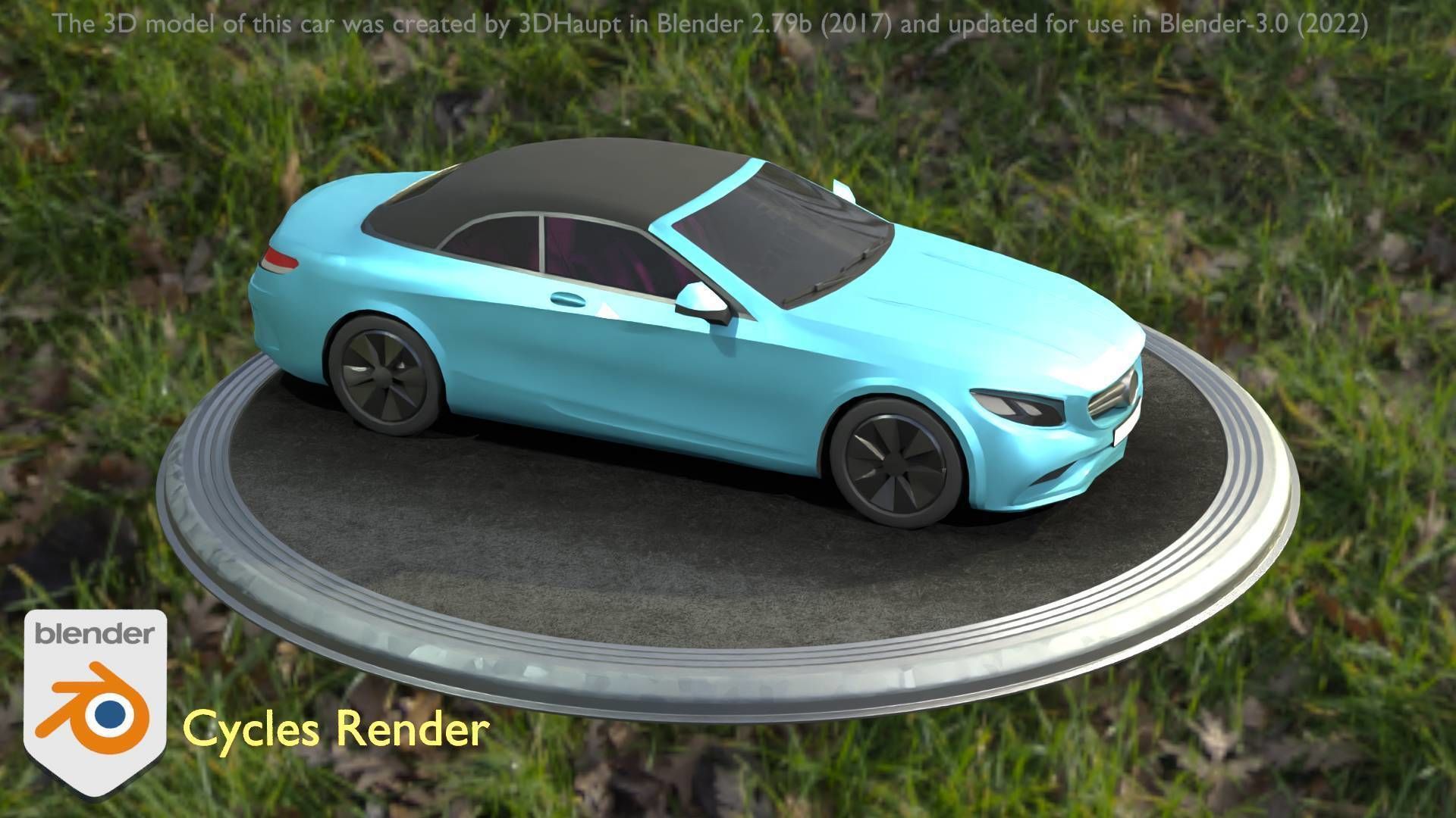 City Car 61 Upper Class Type-A Blue Low-poly 3D model_84