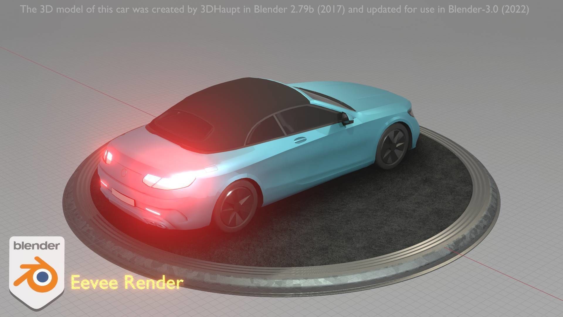 City Car 61 Upper Class Type-A Blue Low-poly 3D model_79
