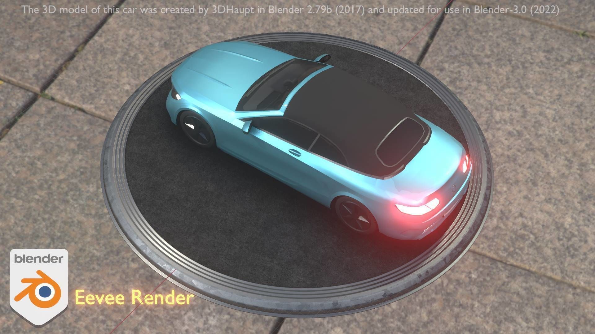 City Car 61 Upper Class Type-A Blue Low-poly 3D model_71