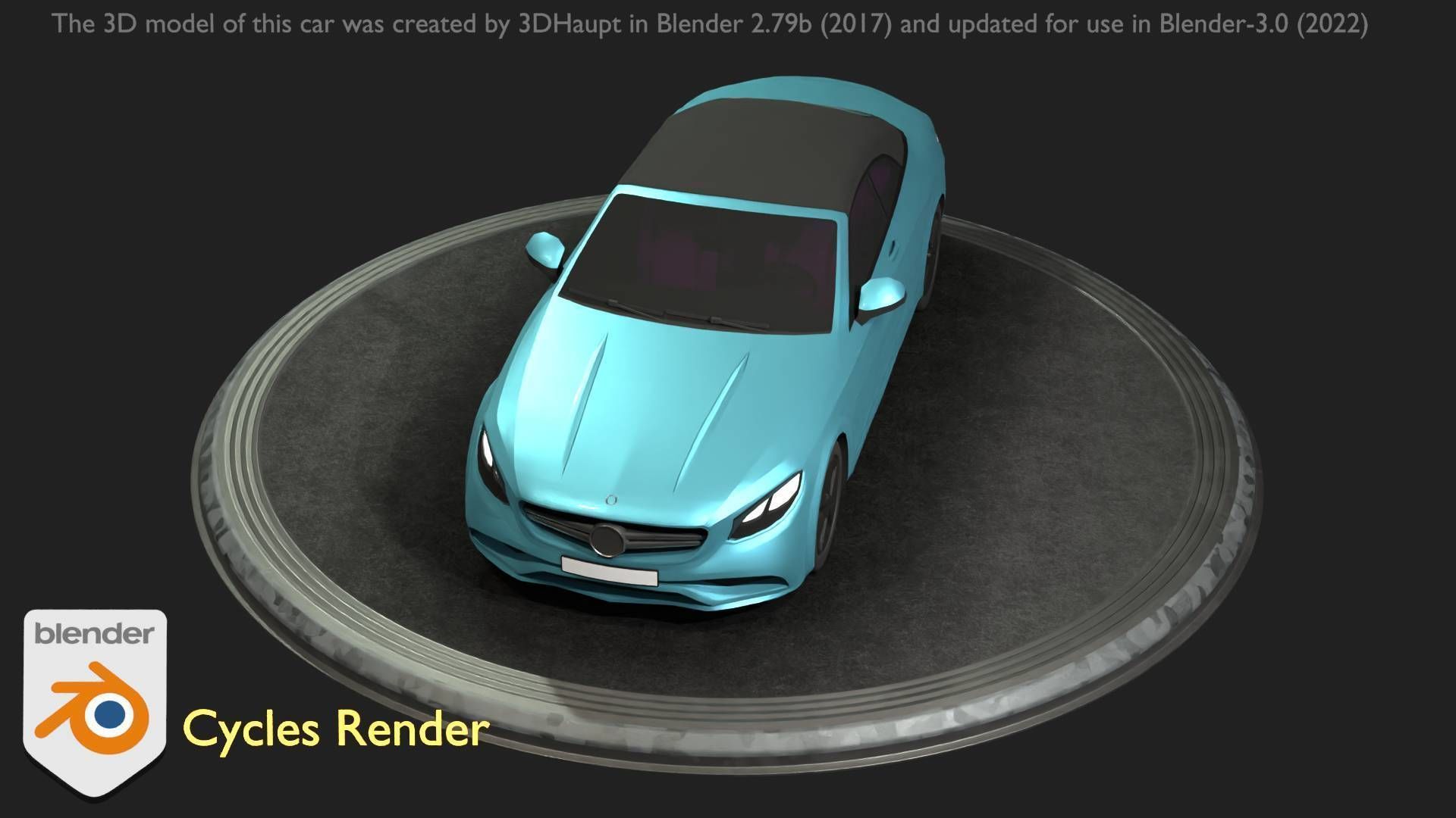 City Car 61 Upper Class Type-A Blue Low-poly 3D model_32