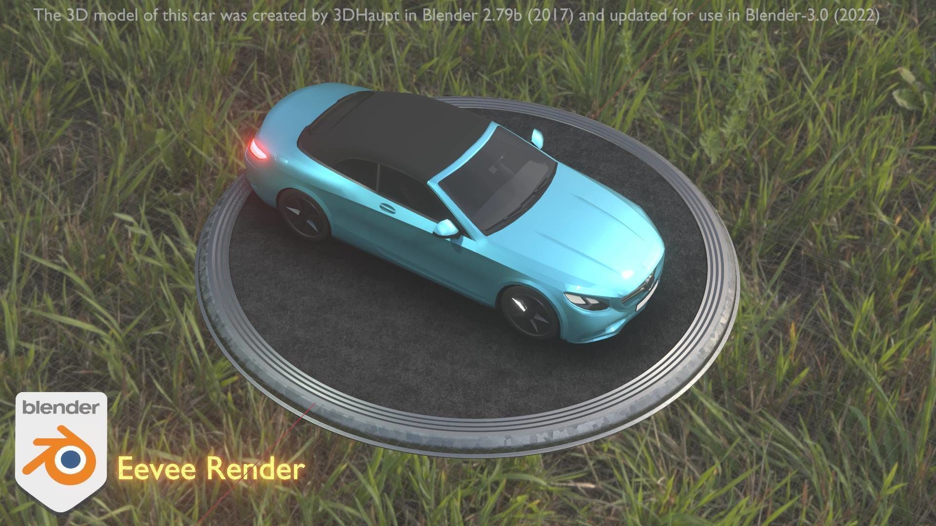 City Car 61 Upper Class Type-A Blue Low-poly 3D model_27