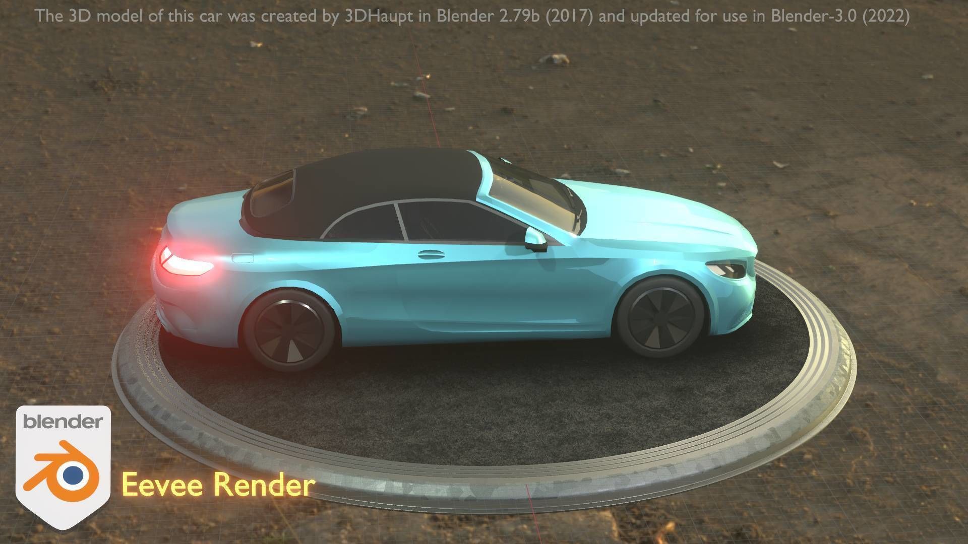 City Car 61 Upper Class Type-A Blue Low-poly 3D model_22