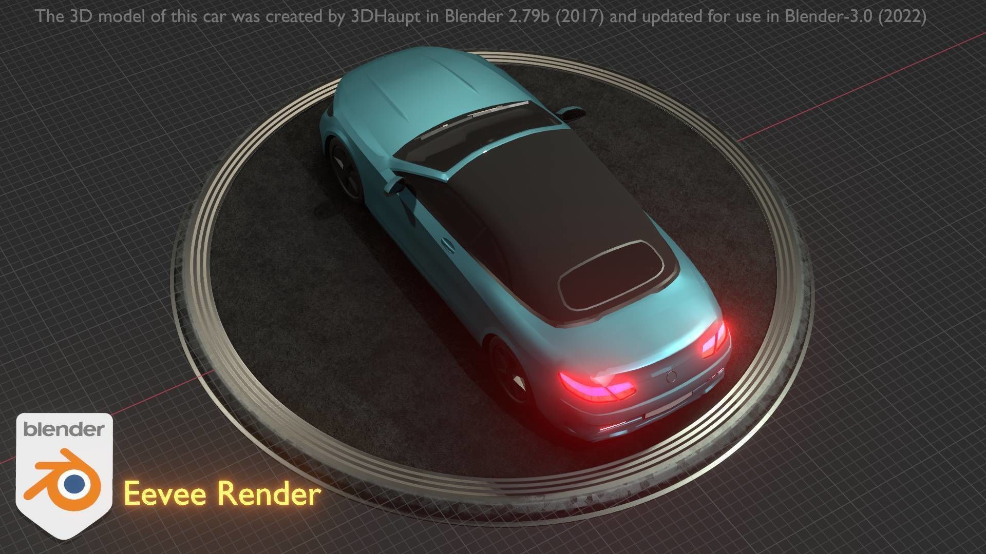 City Car 61 Upper Class Type-A Blue Low-poly 3D model_13