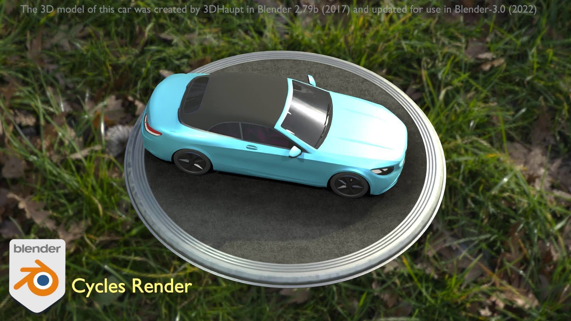 City Car 61 Upper Class Type-A Blue Low-poly 3D model_36