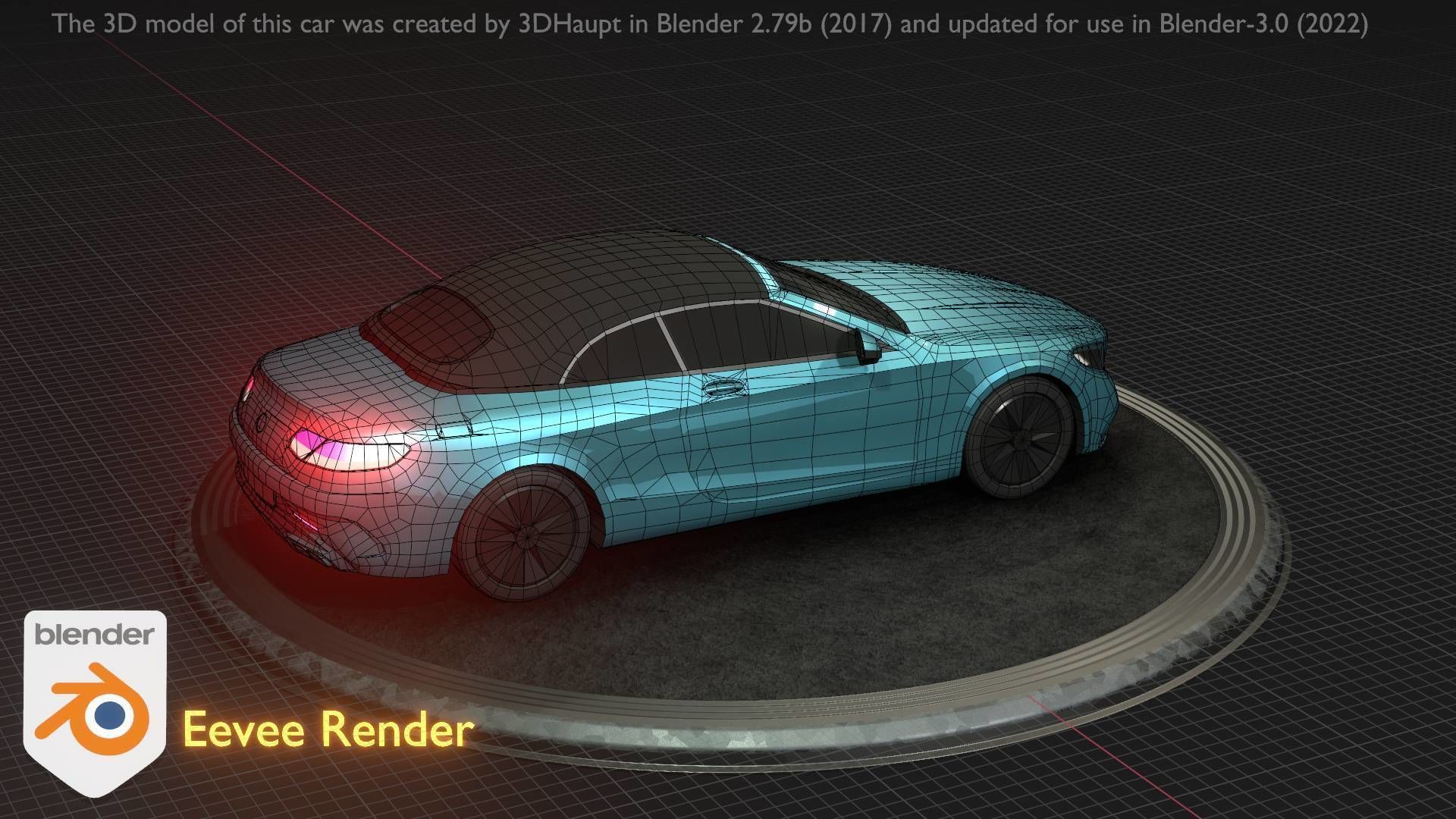 City Car 61 Upper Class Type-A Blue Low-poly 3D model_55