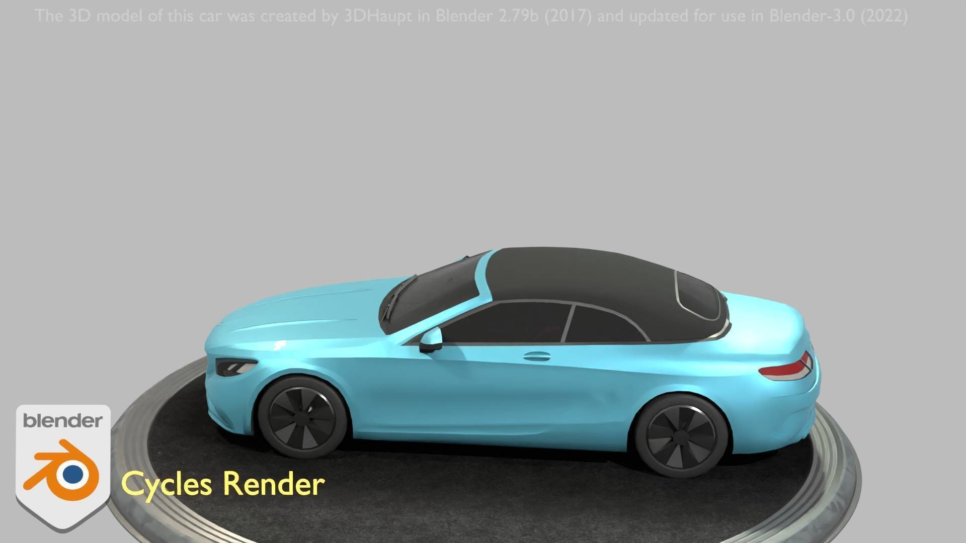 City Car 61 Upper Class Type-A Blue Low-poly 3D model_30