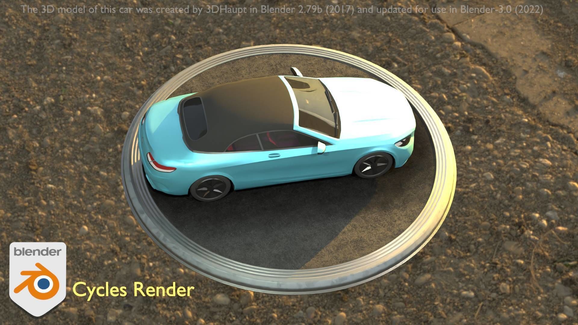 City Car 61 Upper Class Type-A Blue Low-poly 3D model_16