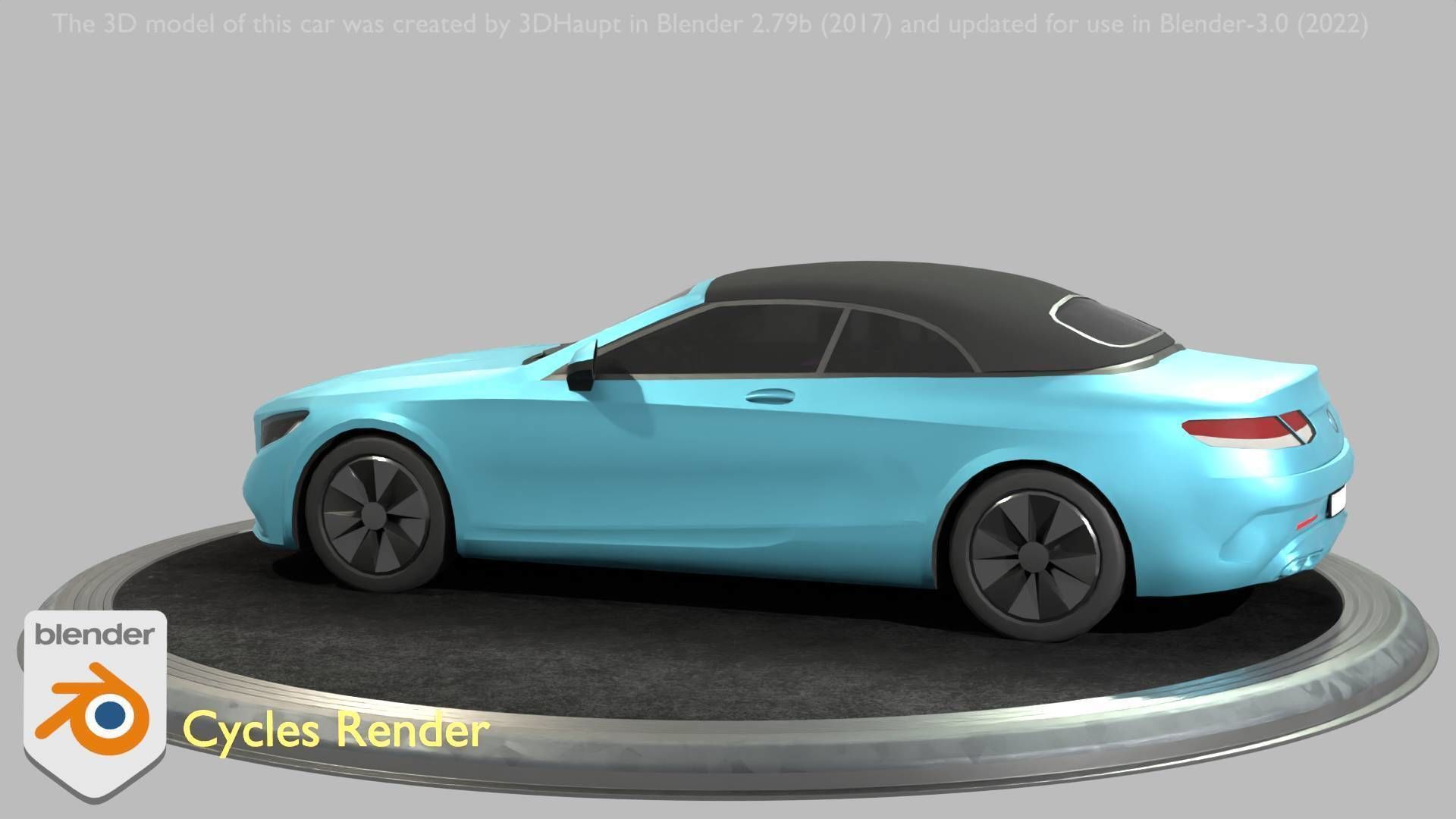 City Car 61 Upper Class Type-A Blue Low-poly 3D model_83