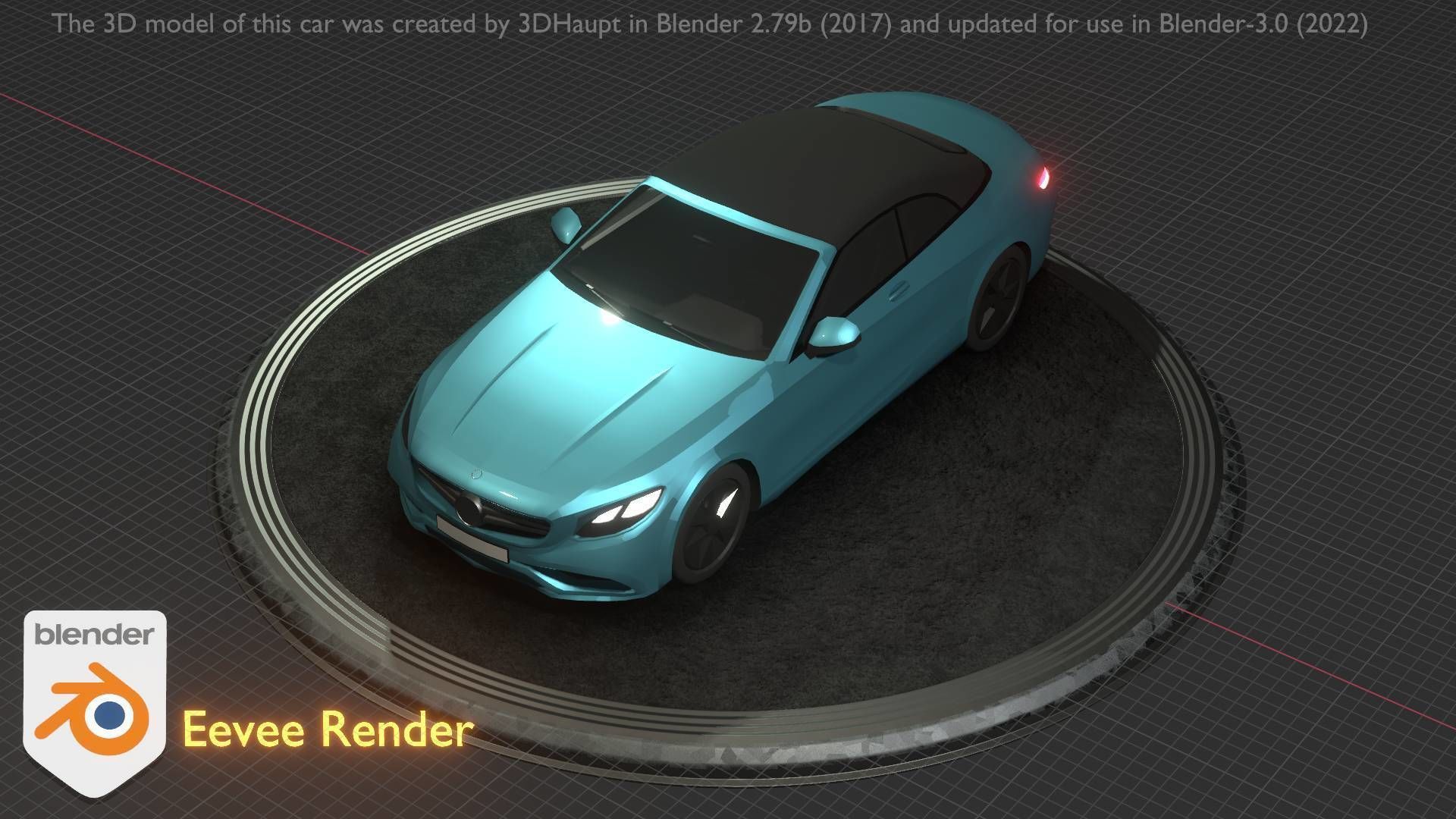 City Car 61 Upper Class Type-A Blue Low-poly 3D model_23