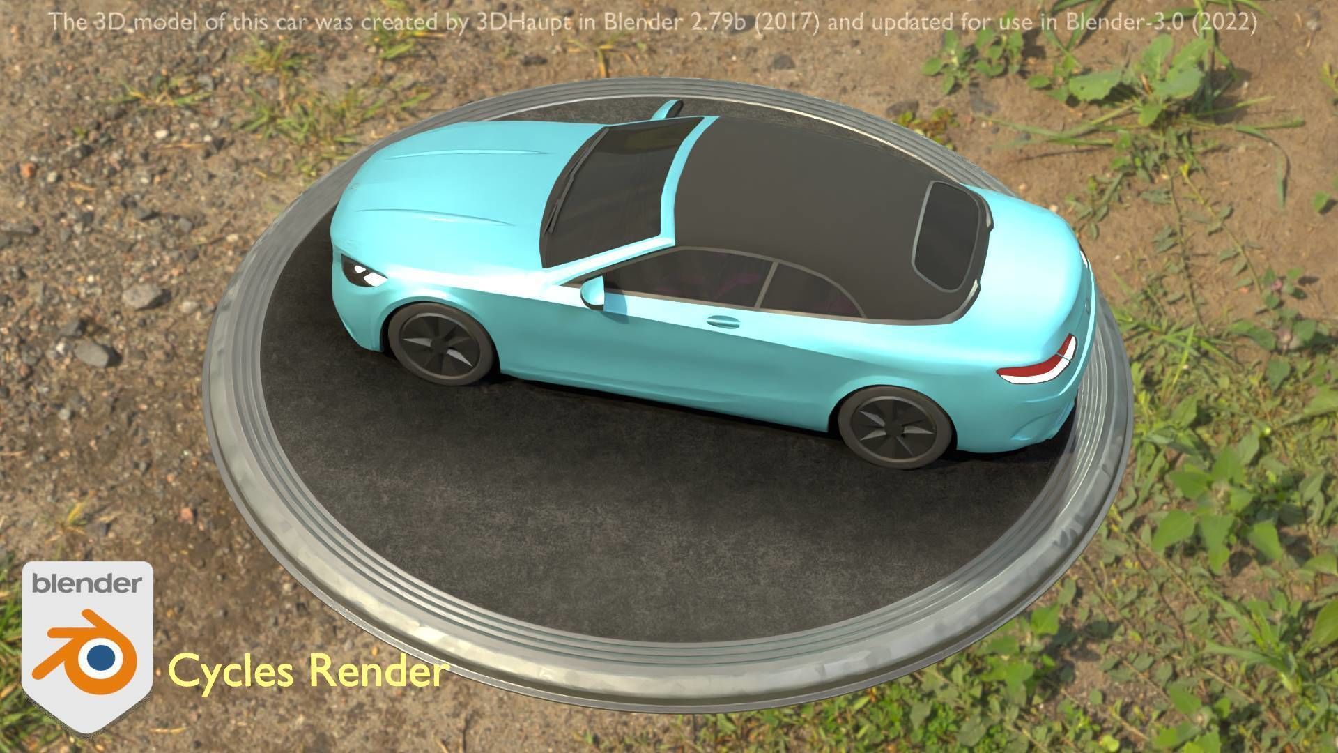 City Car 61 Upper Class Type-A Blue Low-poly 3D model_91