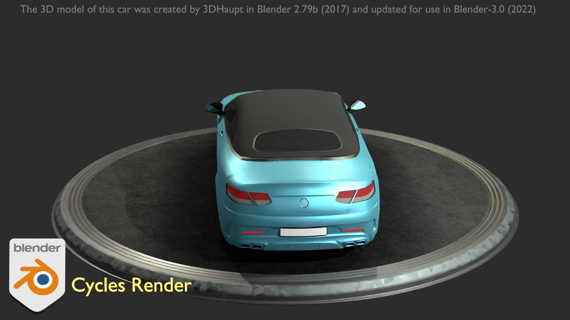 City Car 61 Upper Class Type-A Blue Low-poly 3D model_56