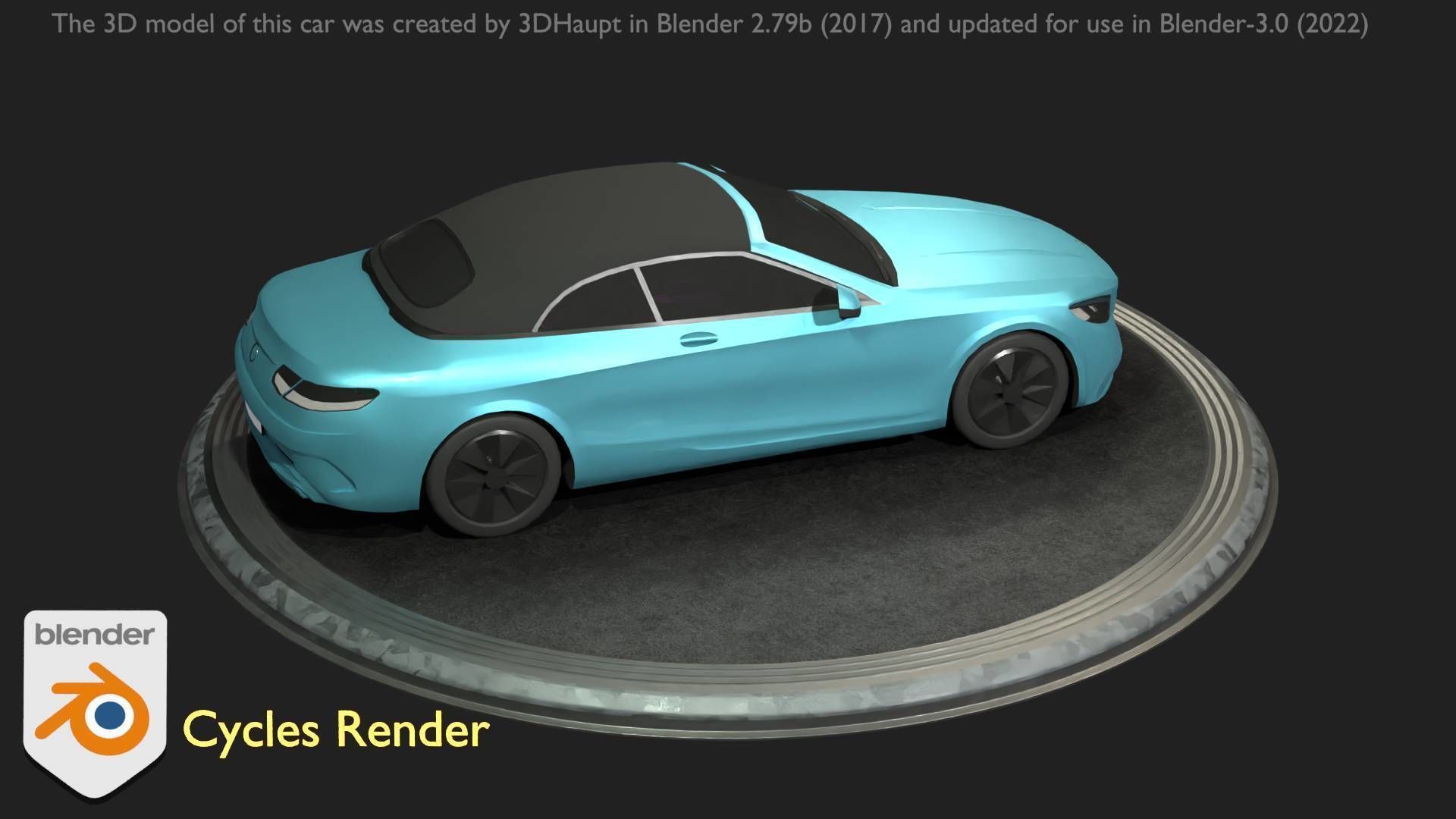 City Car 61 Upper Class Type-A Blue Low-poly 3D model_88