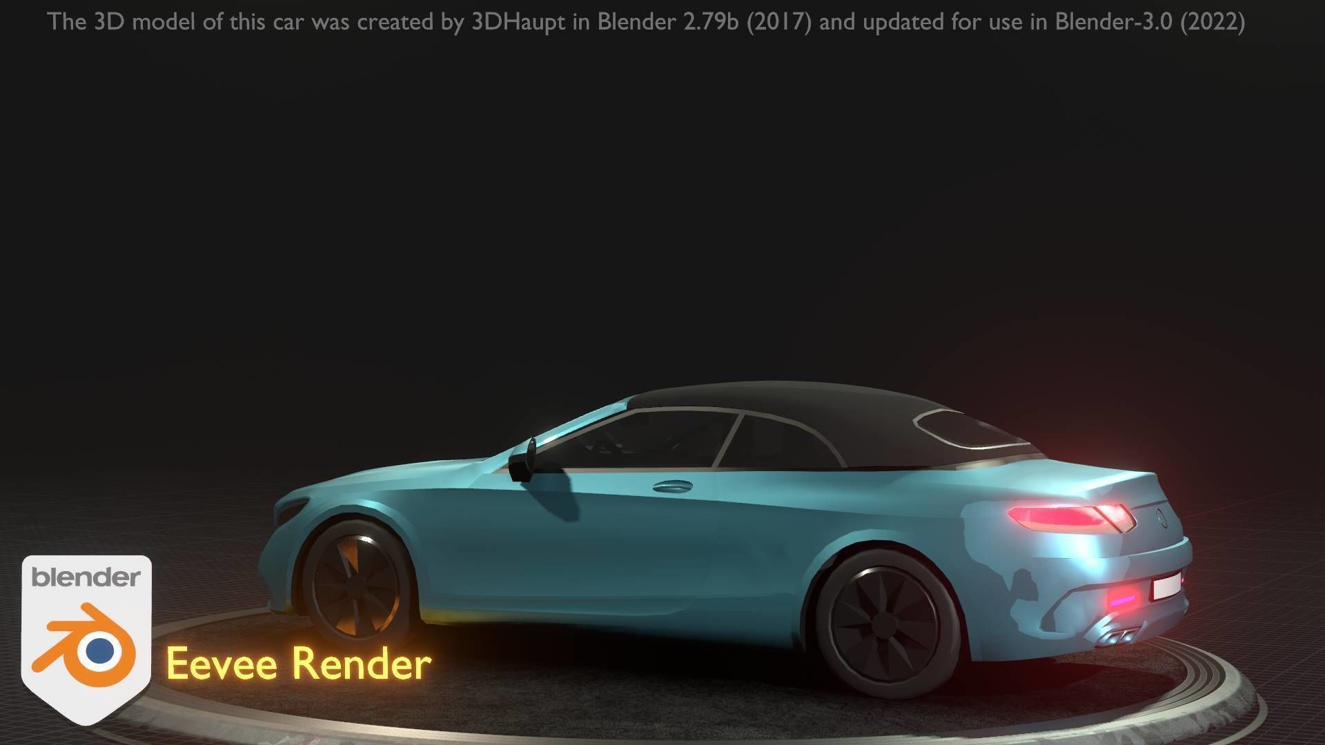 City Car 61 Upper Class Type-A Blue Low-poly 3D model_4