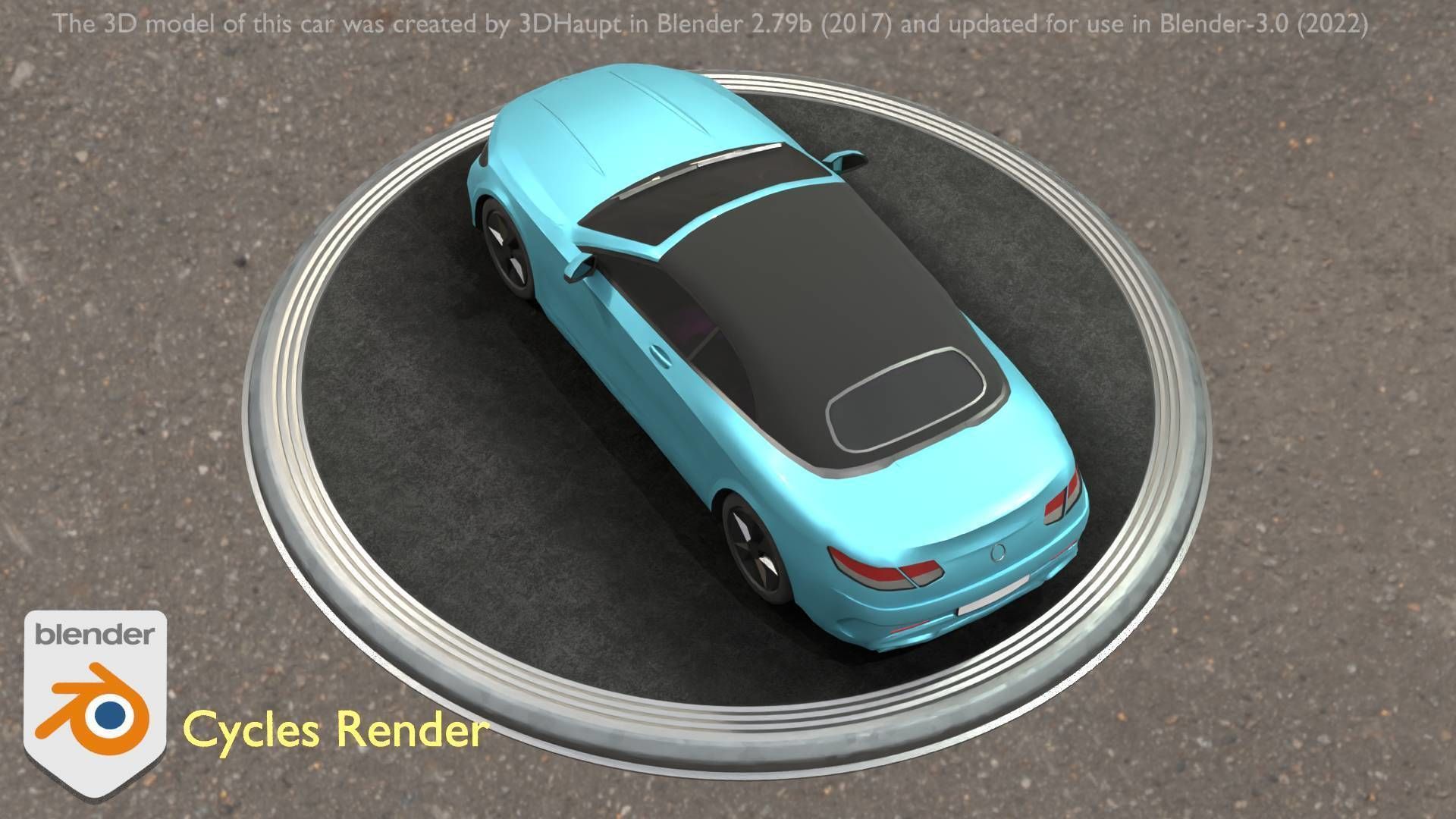 City Car 61 Upper Class Type-A Blue Low-poly 3D model_40