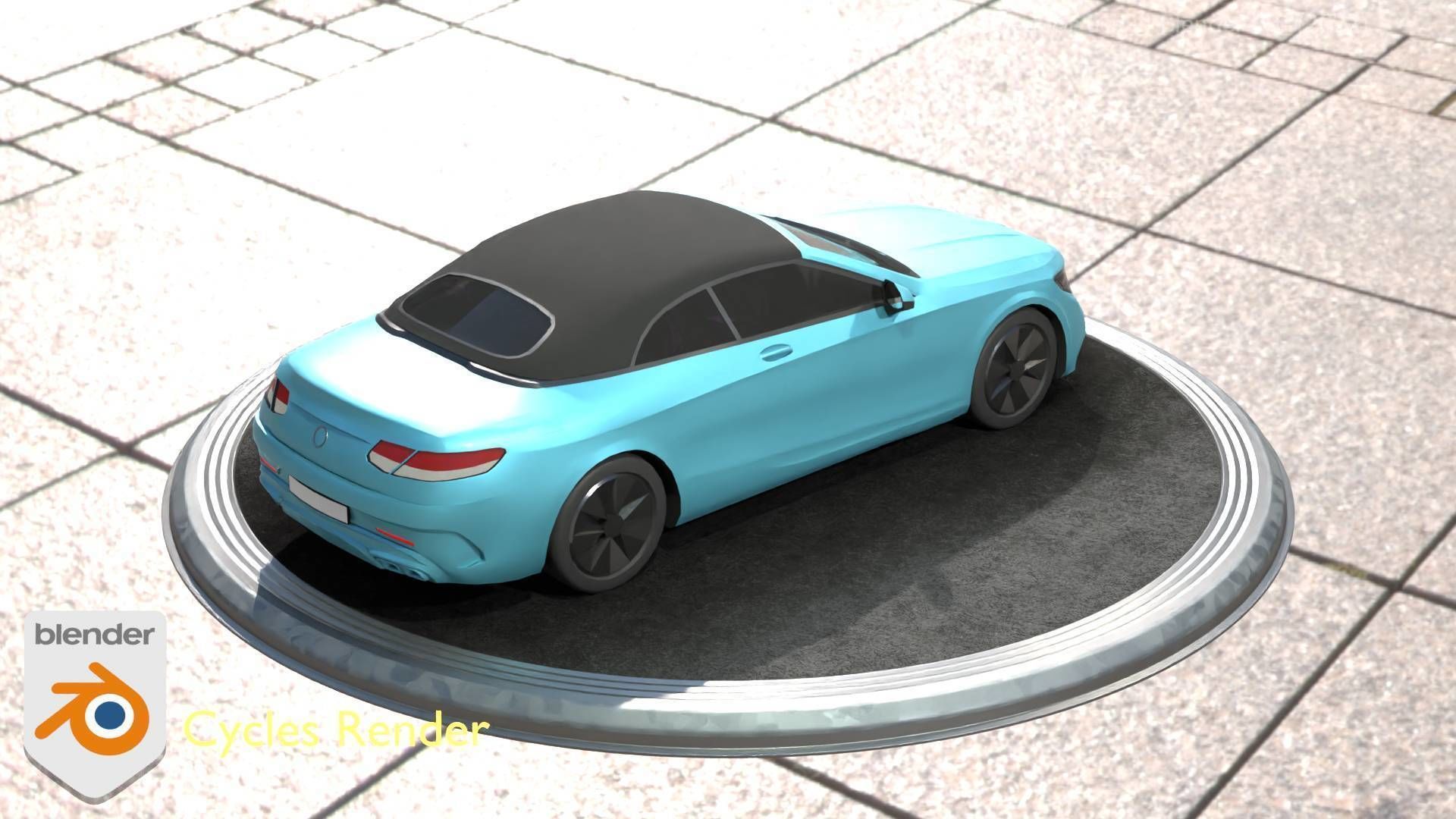 City Car 61 Upper Class Type-A Blue Low-poly 3D model_45