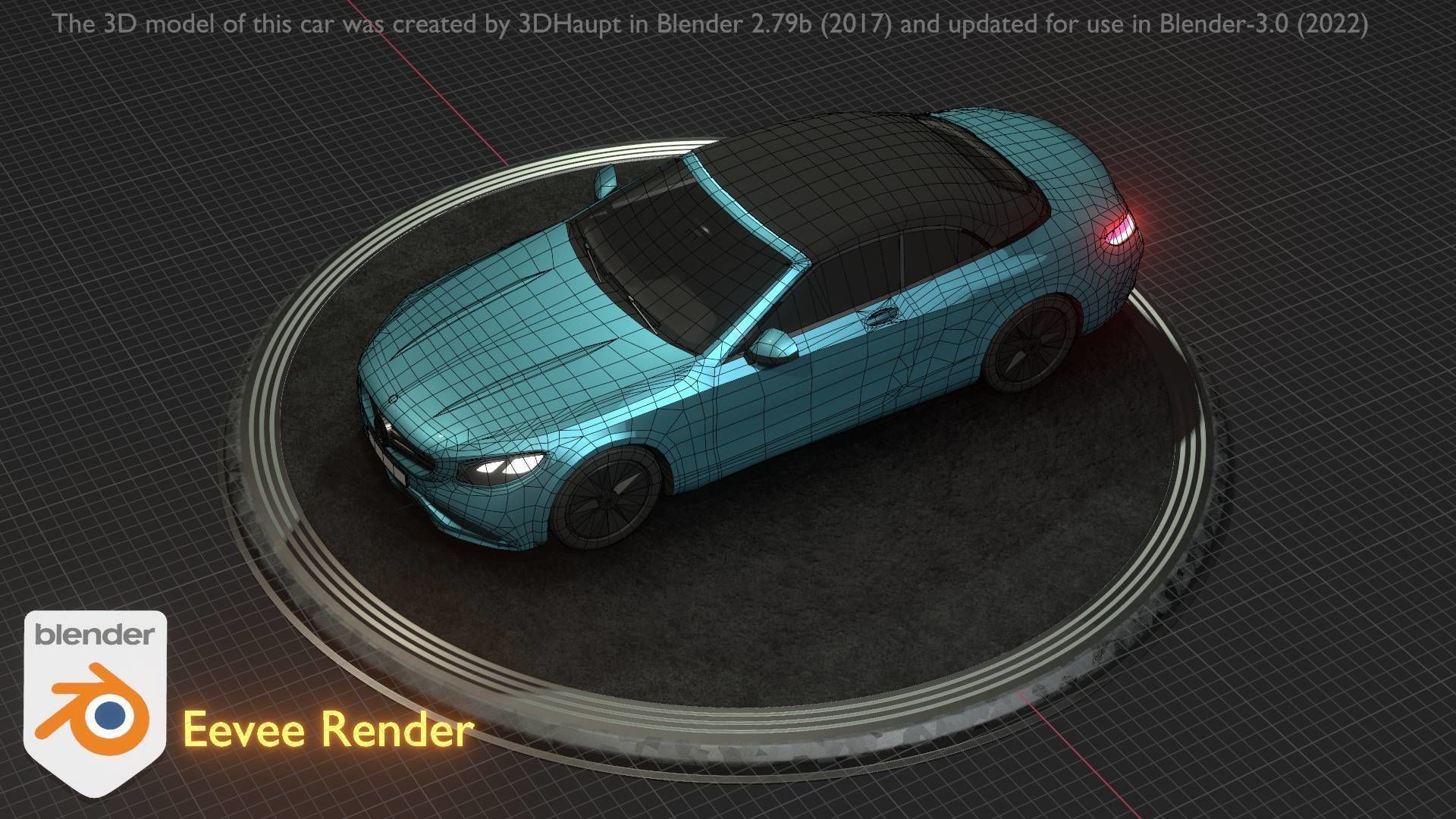 City Car 61 Upper Class Type-A Blue Low-poly 3D model_64