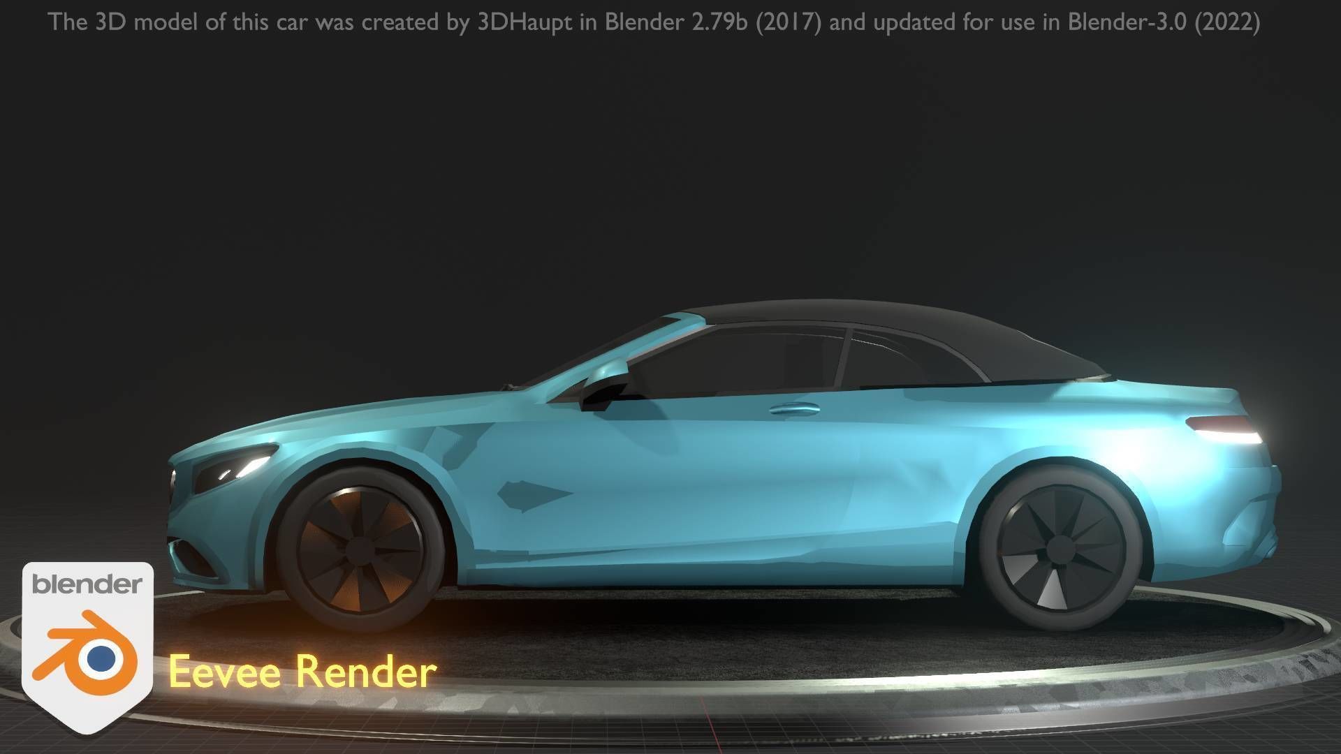 City Car 61 Upper Class Type-A Blue Low-poly 3D model_93