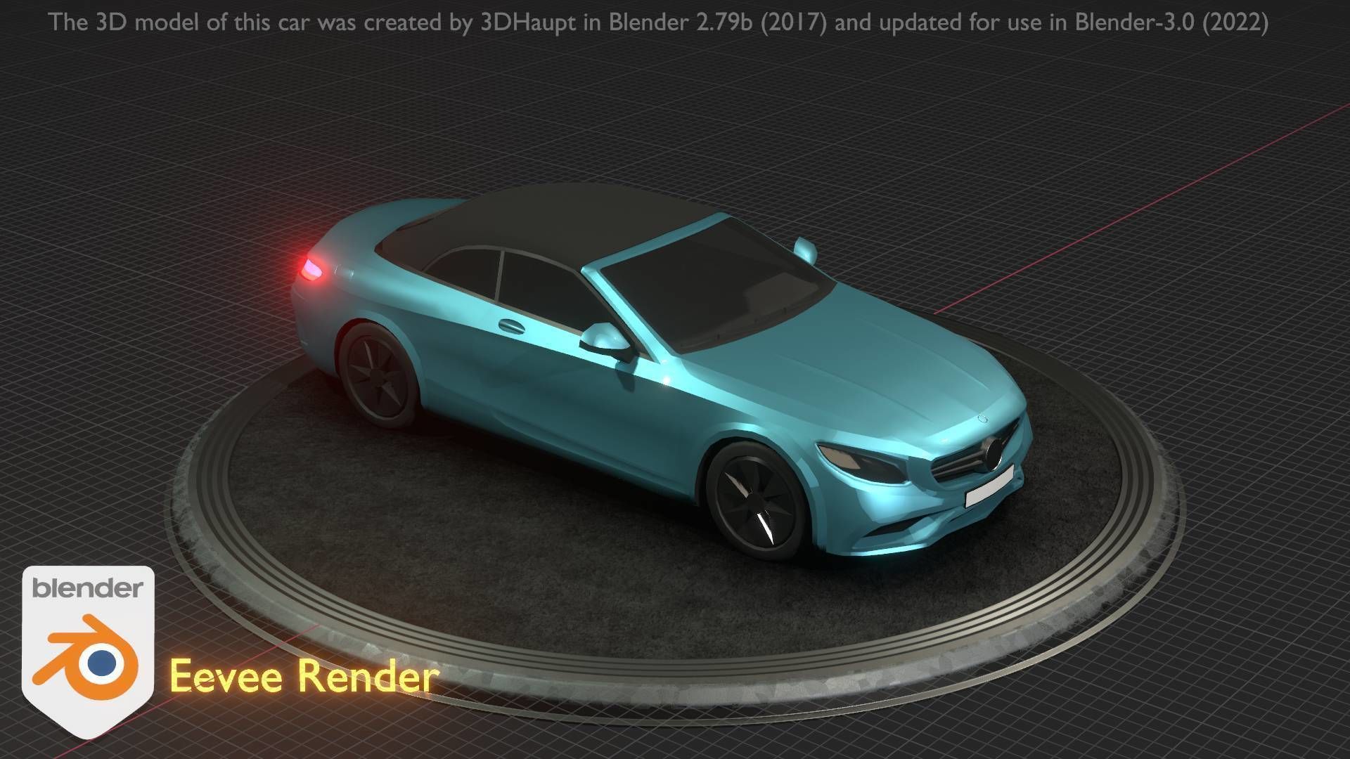 City Car 61 Upper Class Type-A Blue Low-poly 3D model_97