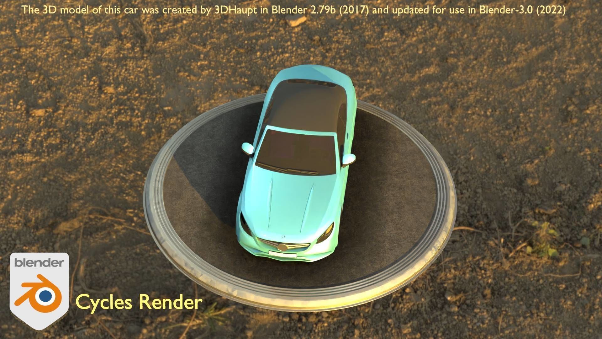 City Car 61 Upper Class Type-A Blue Low-poly 3D model_29