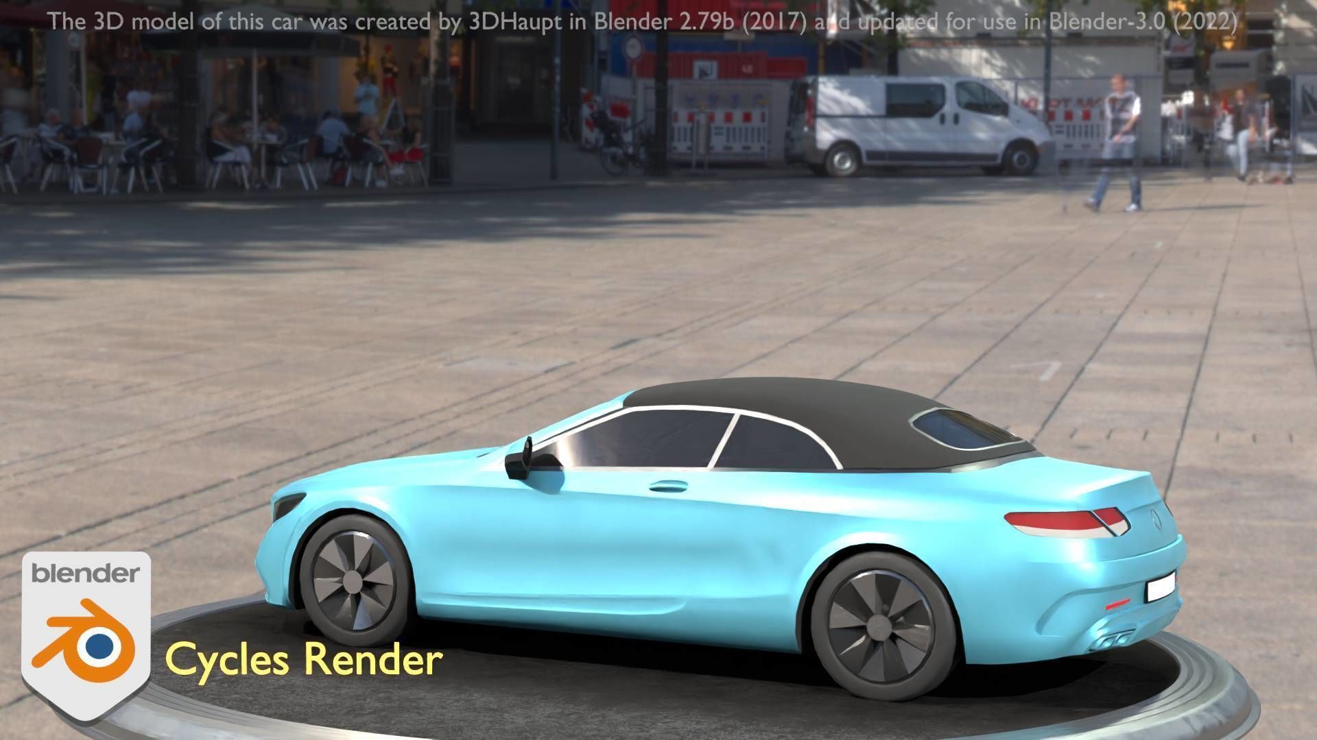 City Car 61 Upper Class Type-A Blue Low-poly 3D model_69