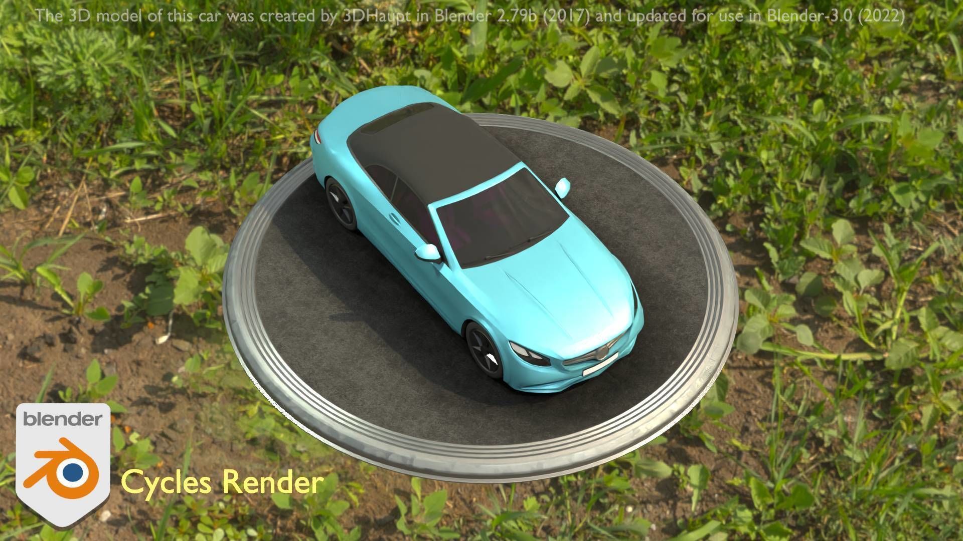 City Car 61 Upper Class Type-A Blue Low-poly 3D model_44