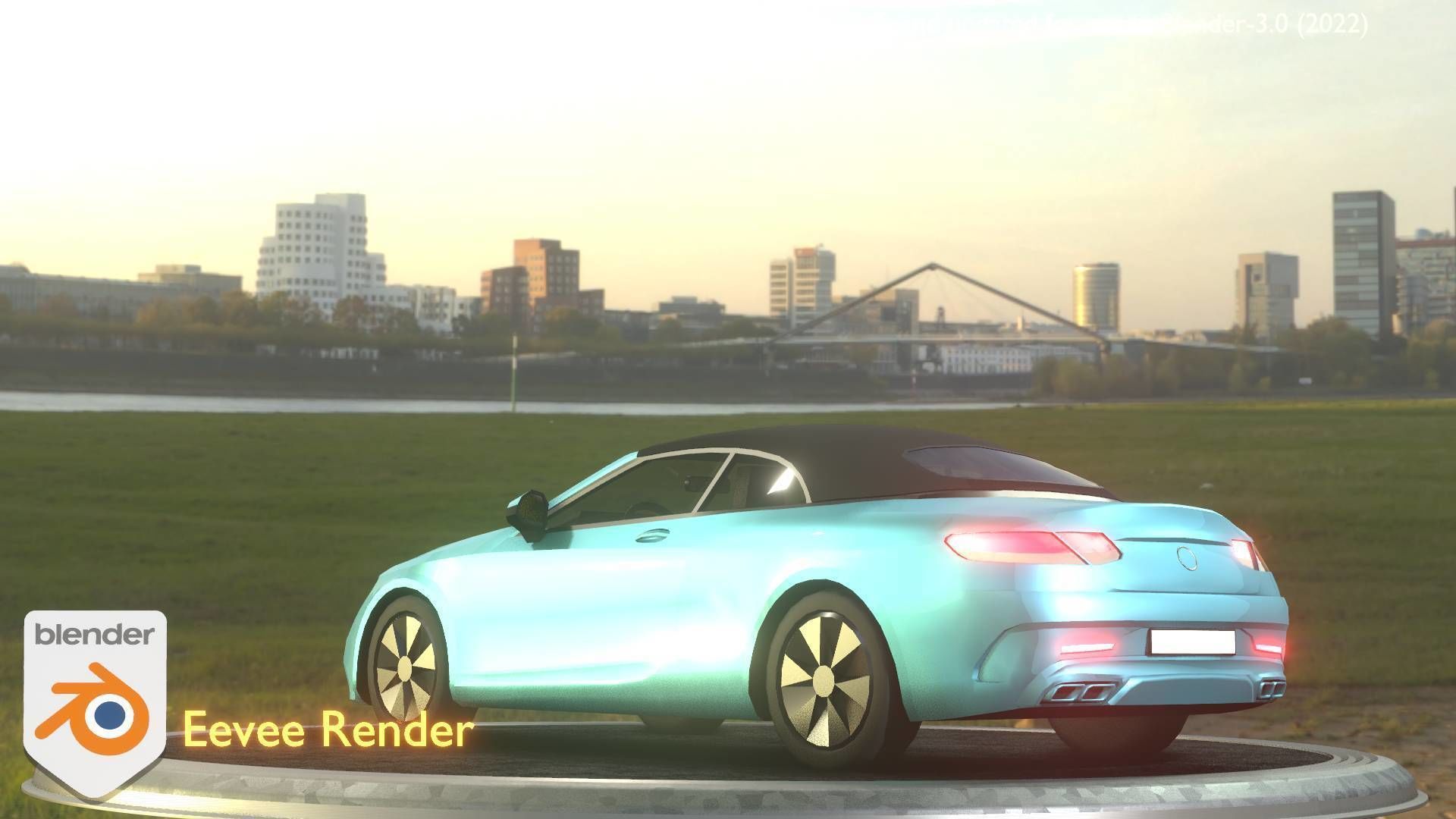 City Car 61 Upper Class Type-A Blue Low-poly 3D model_19