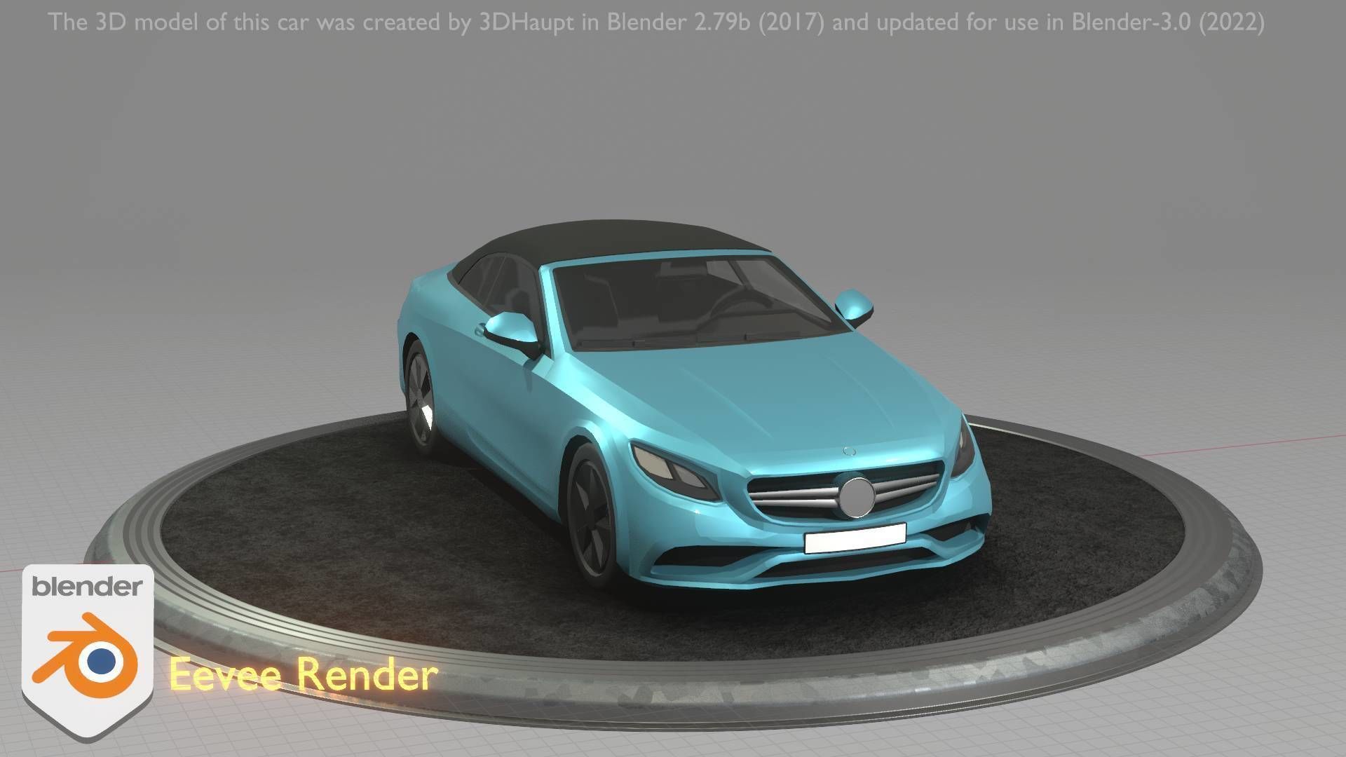 City Car 61 Upper Class Type-A Blue Low-poly 3D model_51