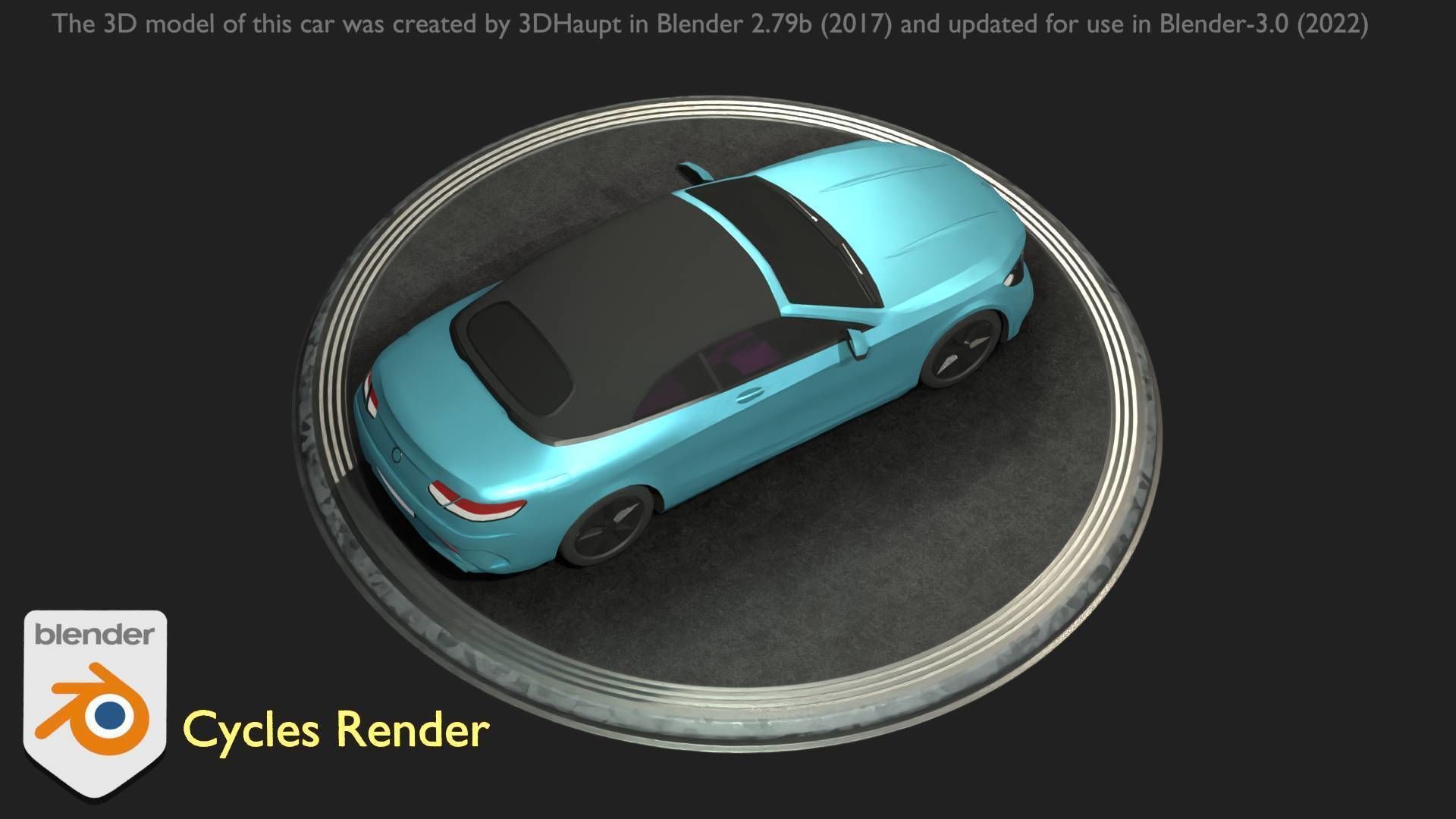 City Car 61 Upper Class Type-A Blue Low-poly 3D model_42