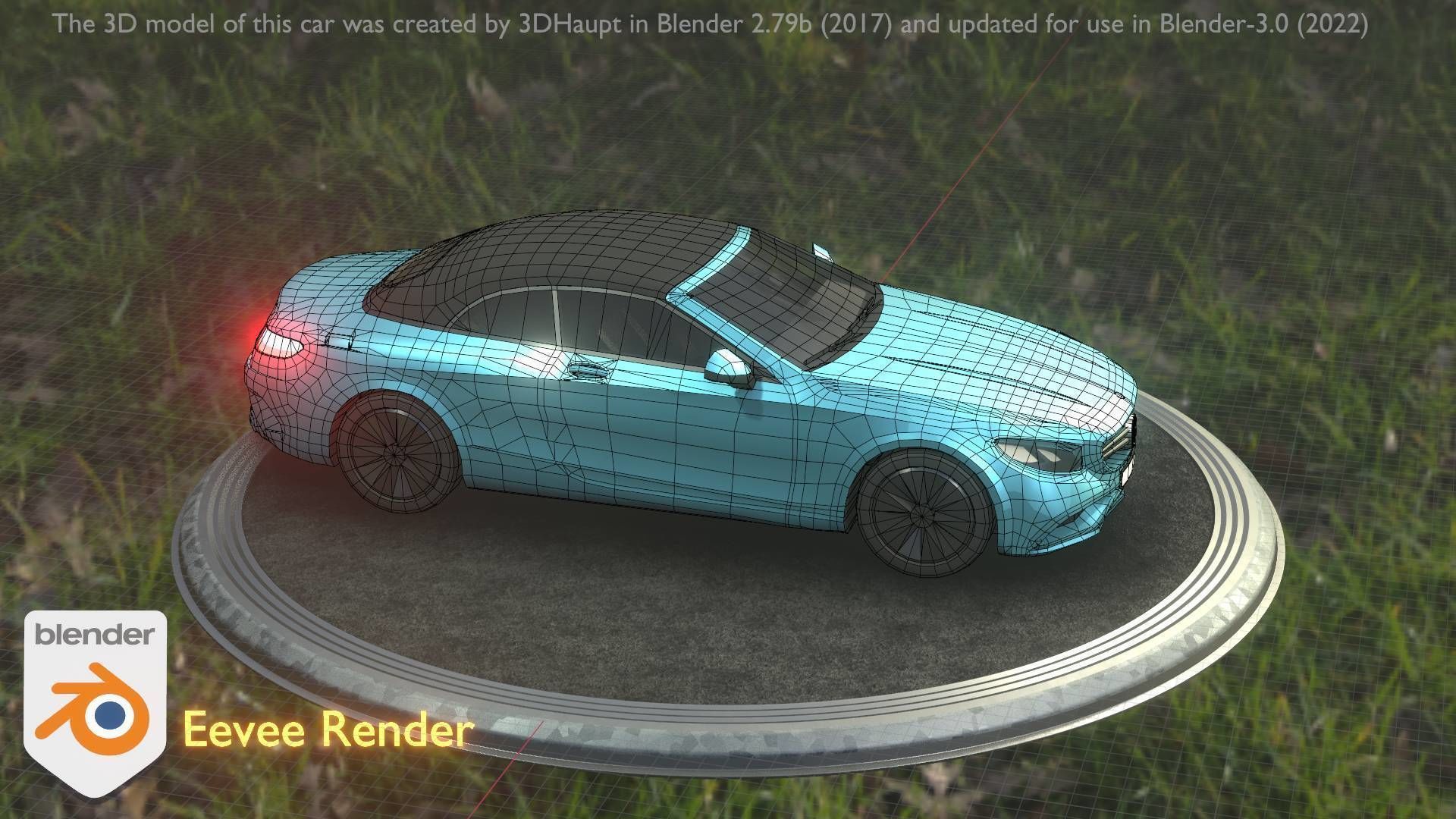 City Car 61 Upper Class Type-A Blue Low-poly 3D model_85