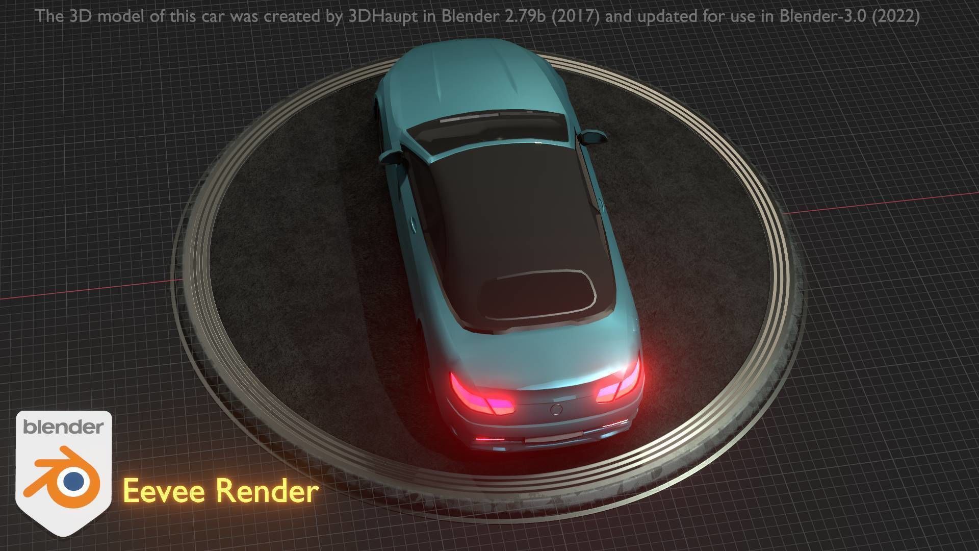 City Car 61 Upper Class Type-A Blue Low-poly 3D model_24