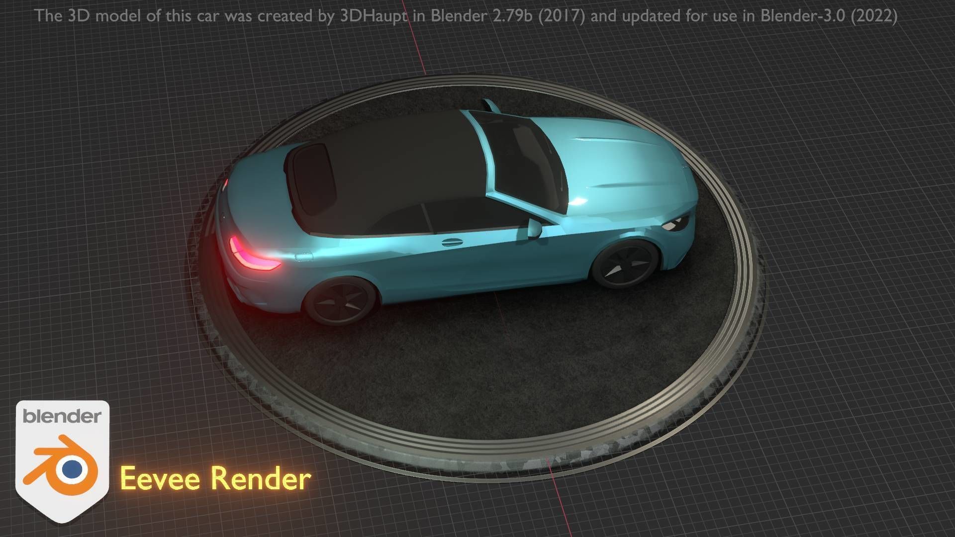 City Car 61 Upper Class Type-A Blue Low-poly 3D model_26