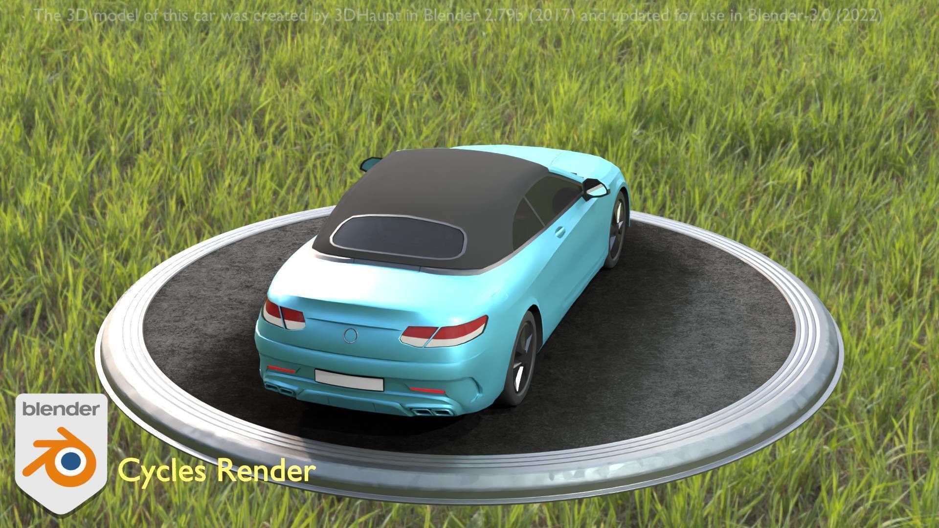 City Car 61 Upper Class Type-A Blue Low-poly 3D model_98