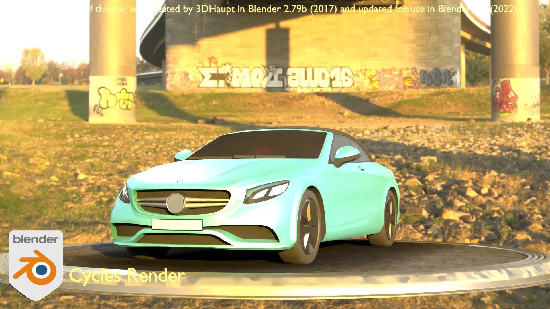 City Car 61 Upper Class Type-A Blue Low-poly 3D model_20