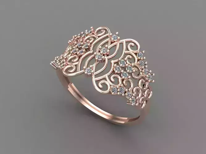 Womens Diamond Signet Ring Women Rings 3dmodels 3D print model